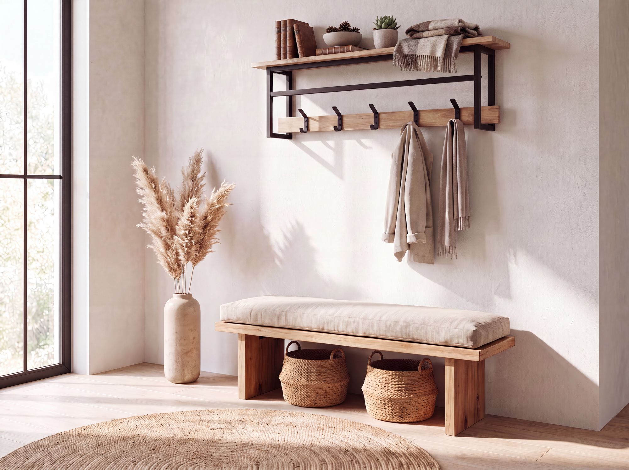 Wandgarderobe Vangsnes Massivholz Schwarz Breite 100 cm