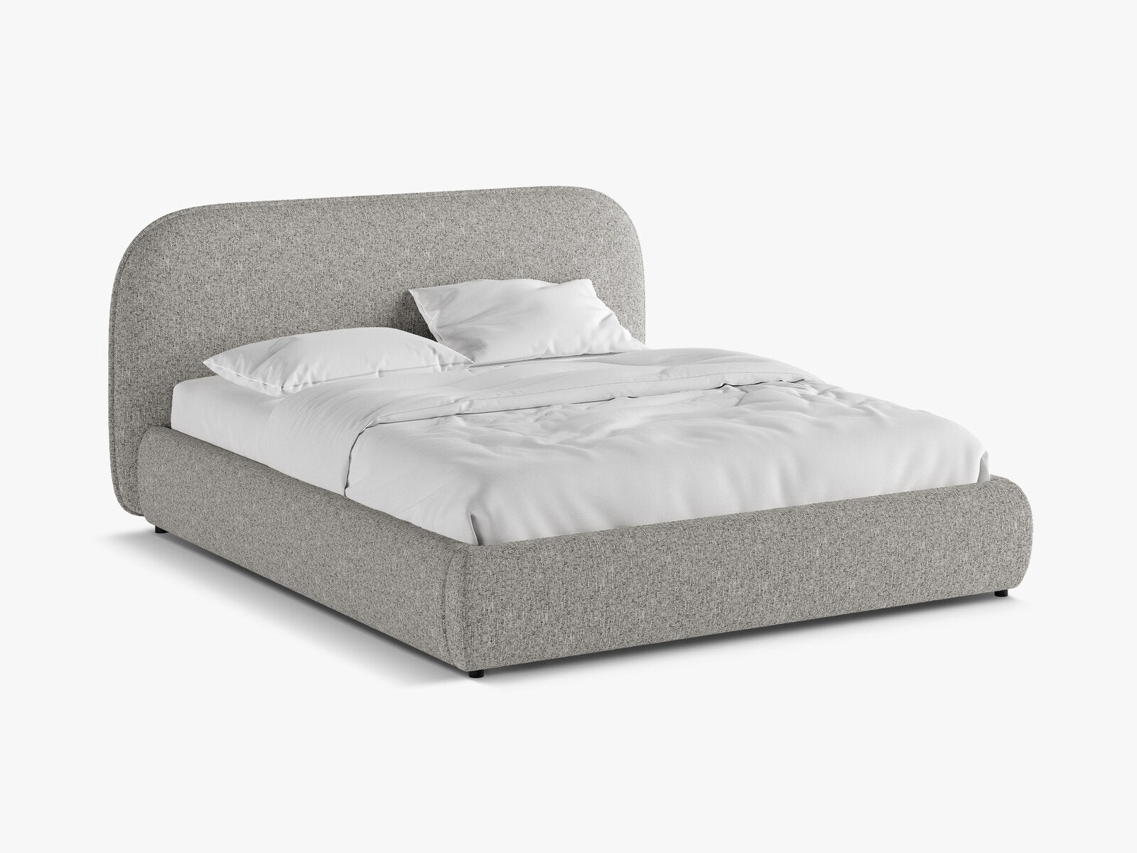 Micadoni Murada Bett mit Bettkasten und Kopfteil Chenille Tracy Hellgrau Melange 140x200