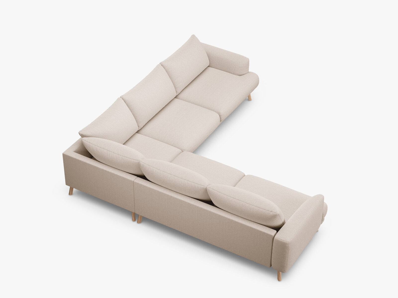 Micadoni symmetrisches Ecksofa Naomi 5-Sitzer Strukturierter Stoff Liberty Beige