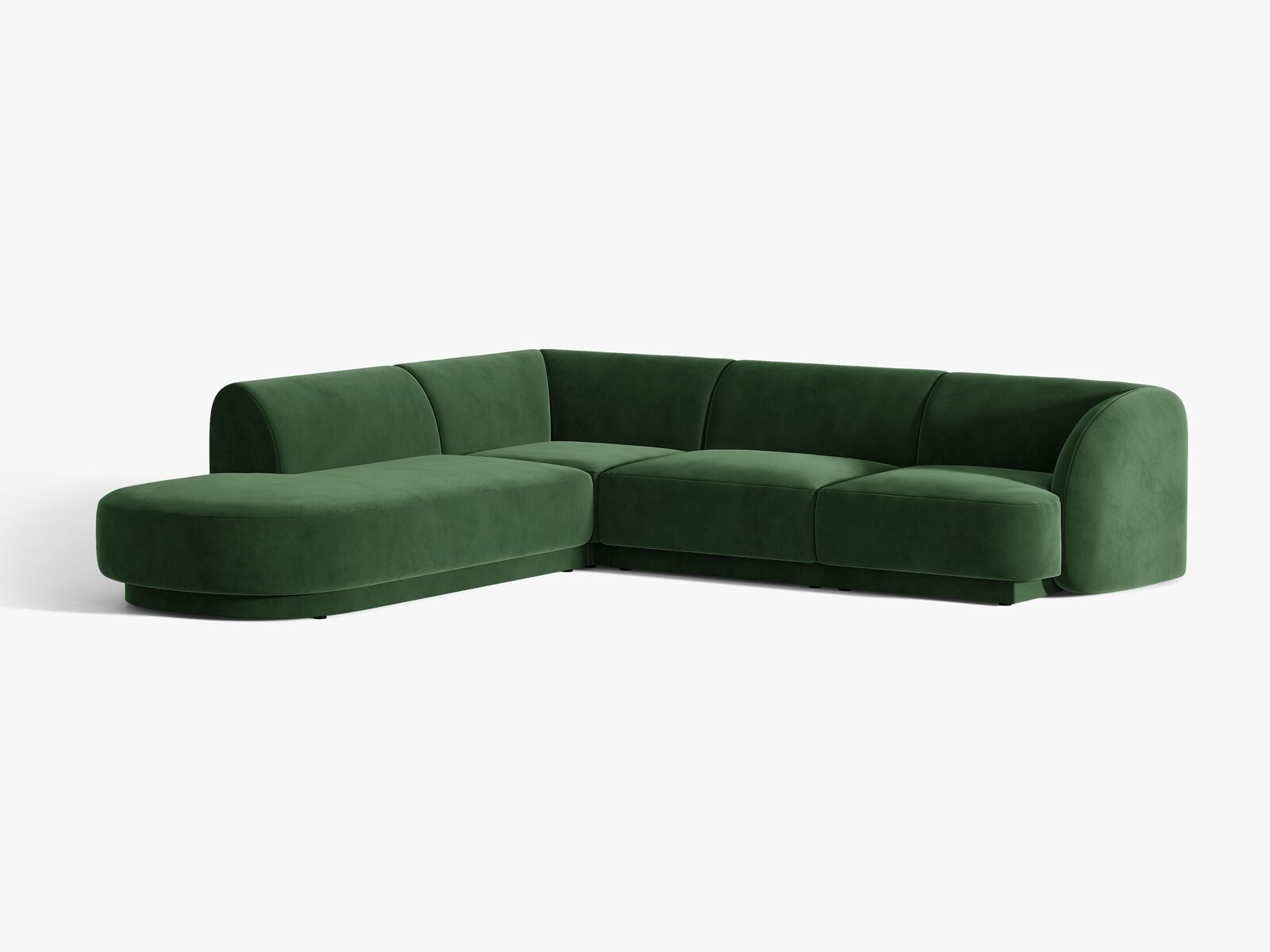 Micadoni Ecksofa Miley 6-Sitzer Samt Venus Flaschengrün Links