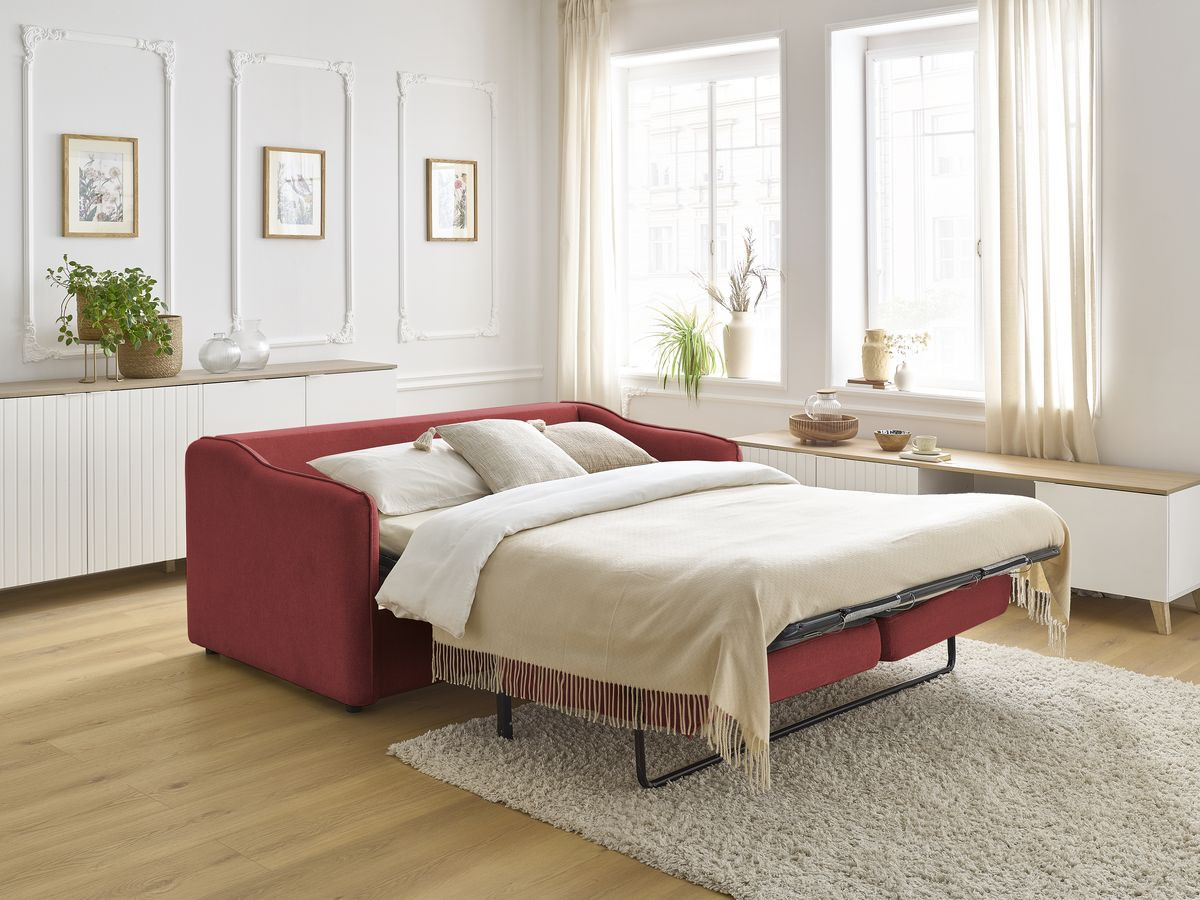 Bobochic Lenny Schlafsofa 3-Sitzer Stoff Rot
