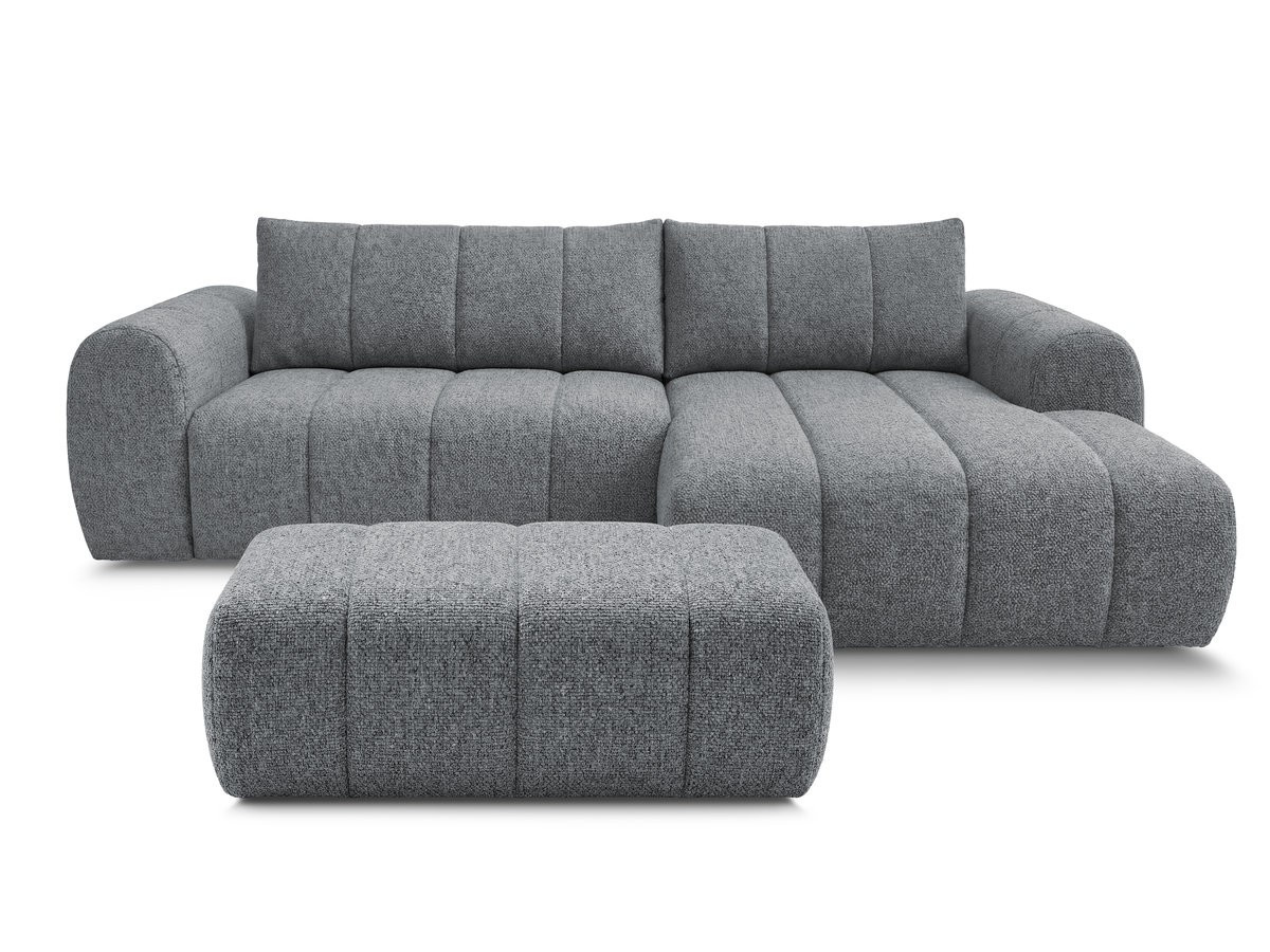 Bobochic Nesty Ecksofa 272 cm mit Pouf Melange-Stoff Dunkelgrau Ecke rechts