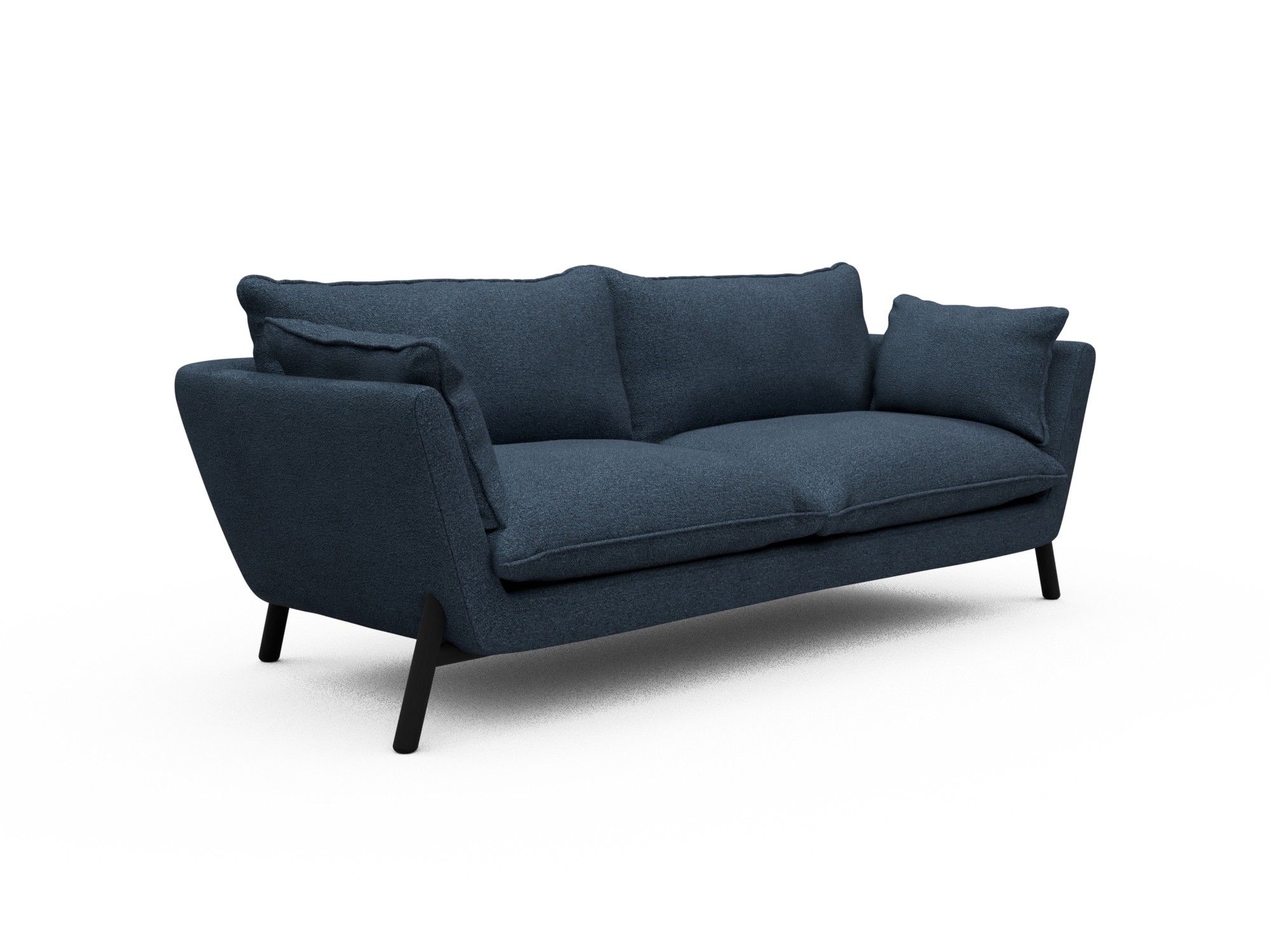 Skandi Home Sofa Emil Soft 3-Sitzer Beinfarbe Eiche Schwarz Boucle-Blue moebelfaktor