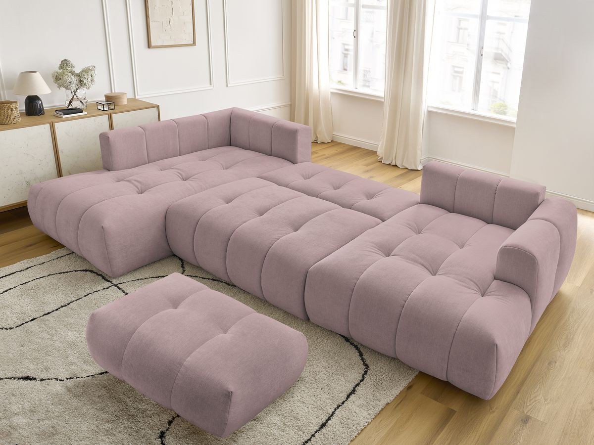 Bobochic Fuji Wohnlandschaft mit Pouf Stoff Rosa Ecke rechts