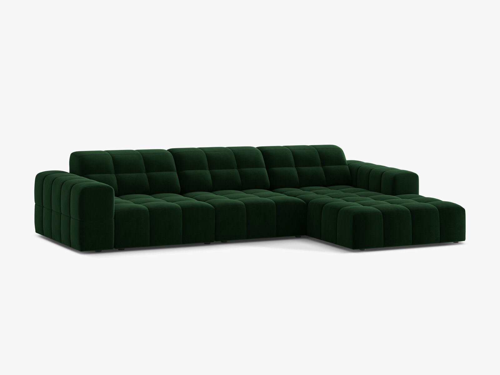 Micadoni Ecksofa Jennifer 4-Sitzer Rechts Samt Bluvel Flaschengrün
