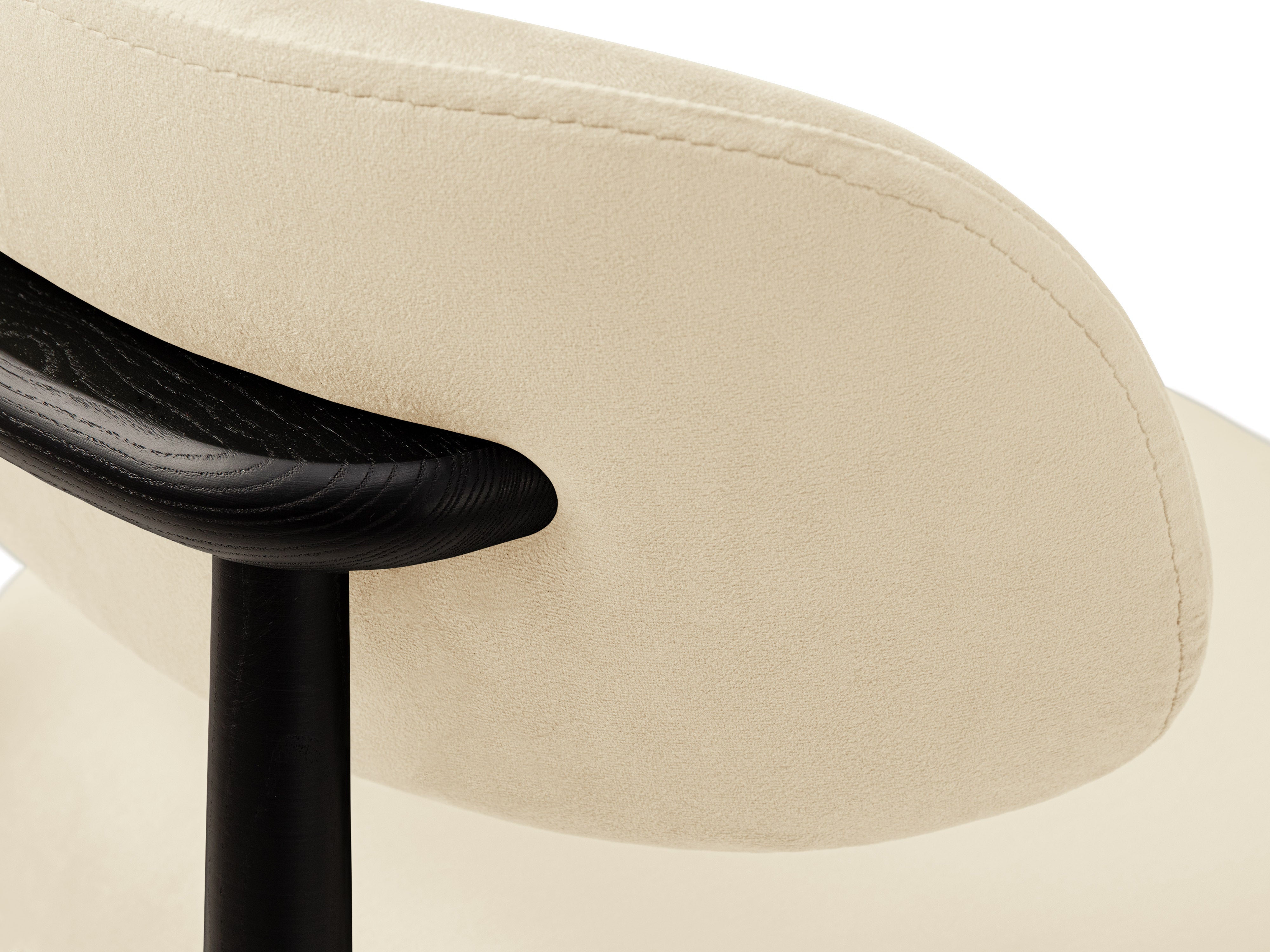 Micadoni Stuhl Evan Samt Magic Velvet Elfenbein Schwarzes Buchenholz
