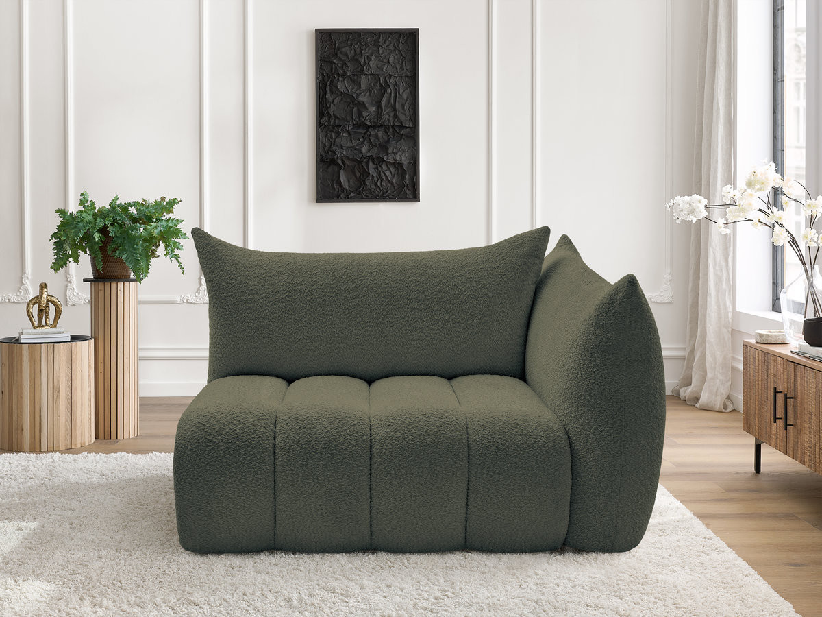 Bobochic Azra Sofamodul 2-Sitzer 143 × 112 cm Bouclé-Stoff Grün Ecke rechts