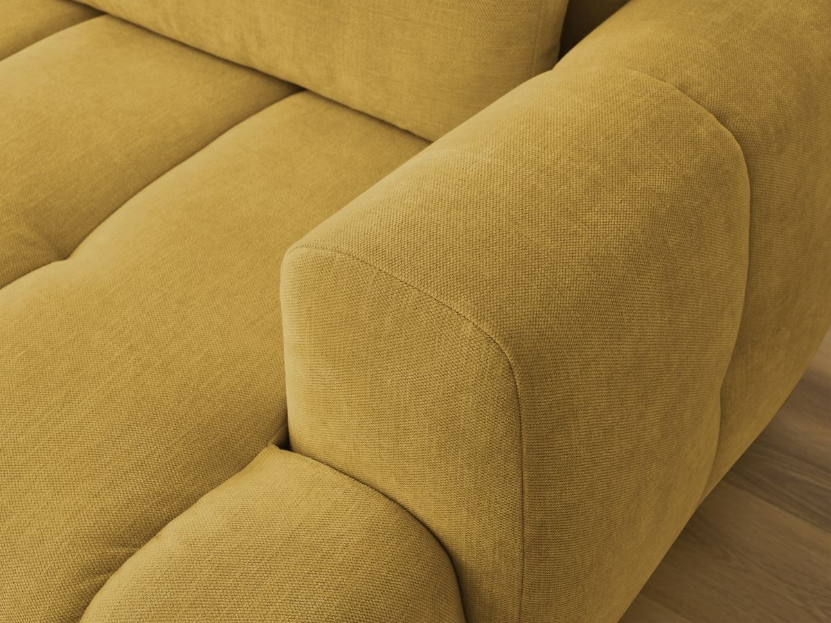 Bobochic Fuji Ecksofa mit Schlaffunktion und Bettkasten und Pouf 292 × 160 cm Stoff Gelb Ecke links