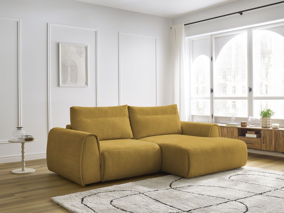 Bobochic Aden Ecksofa 246 × 152 cm Stoff Gelb Ecke rechts