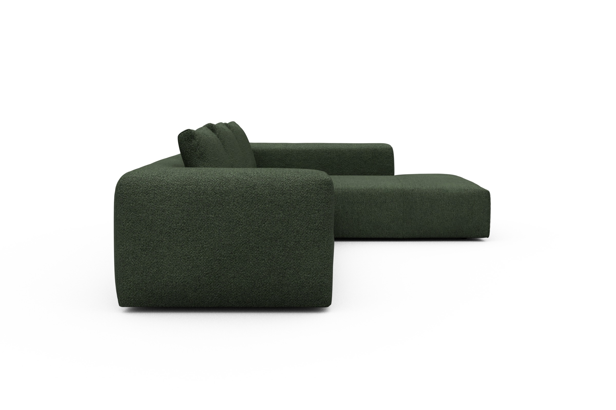 Ecksofa Fred Relax-Ecke rechts mit 2,5-Sitzer Vanora-Deep-Green