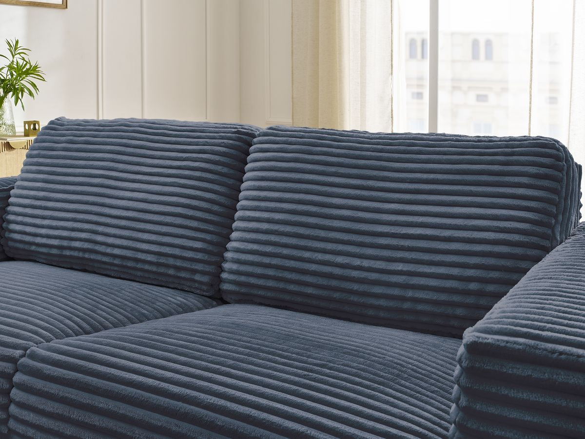 Bobochic Hugo Schlafsofa 3-Sitzer Cordsamt Dunkelblau, Liegefläche 140 × 190 cm