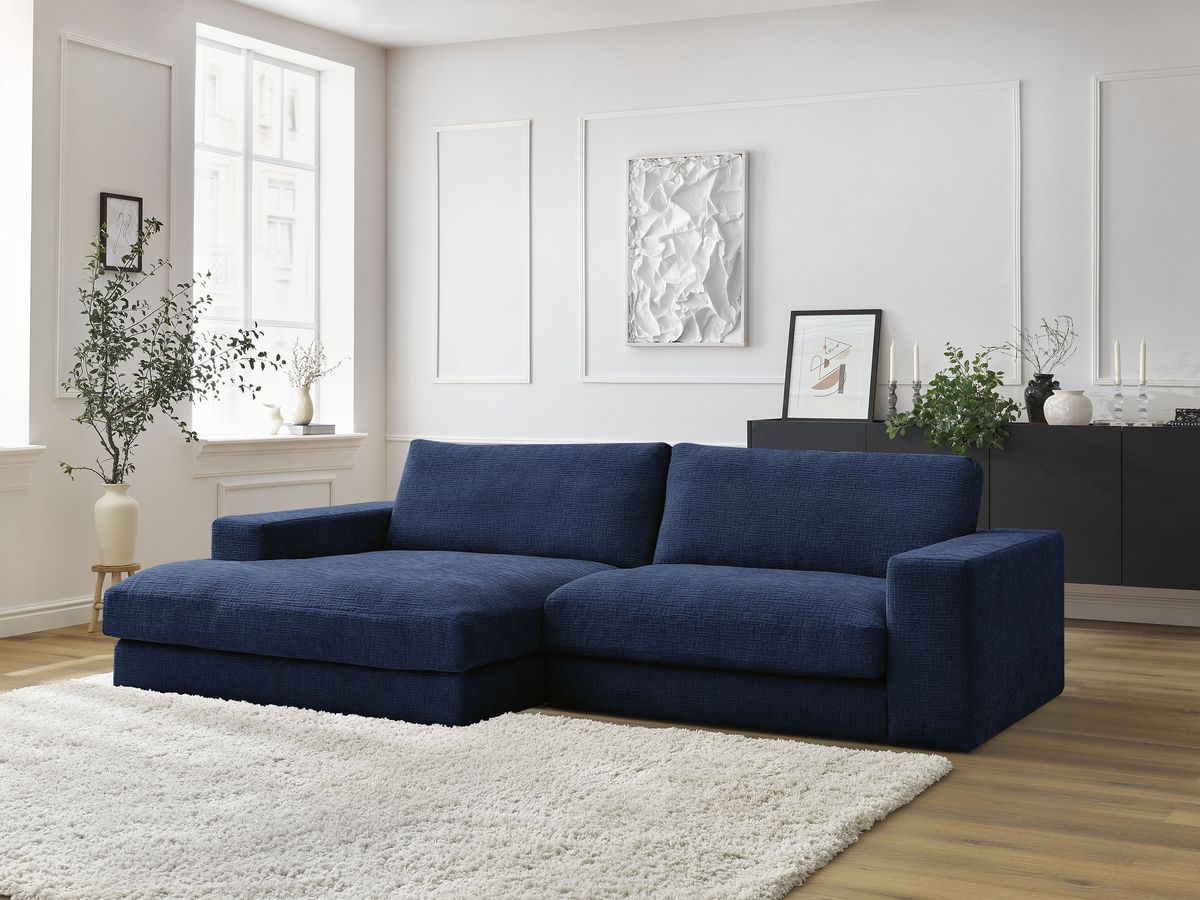 Bobochic Leonard Ecksofa 234 × 159 cm Strukturstoff Dunkelblau Ecke links
