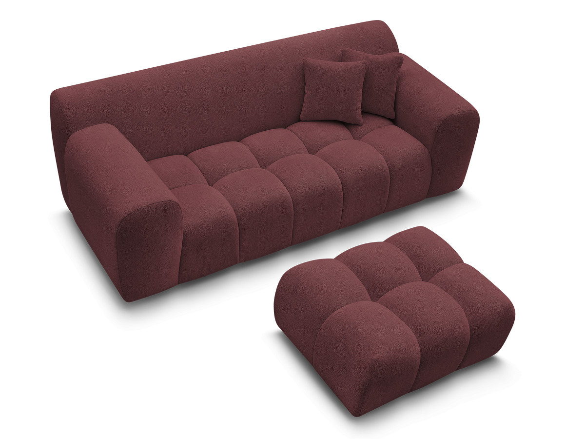 Bobochic Melisse Sofa 2-Sitzer mit Pouf Melange-Stoff Rot