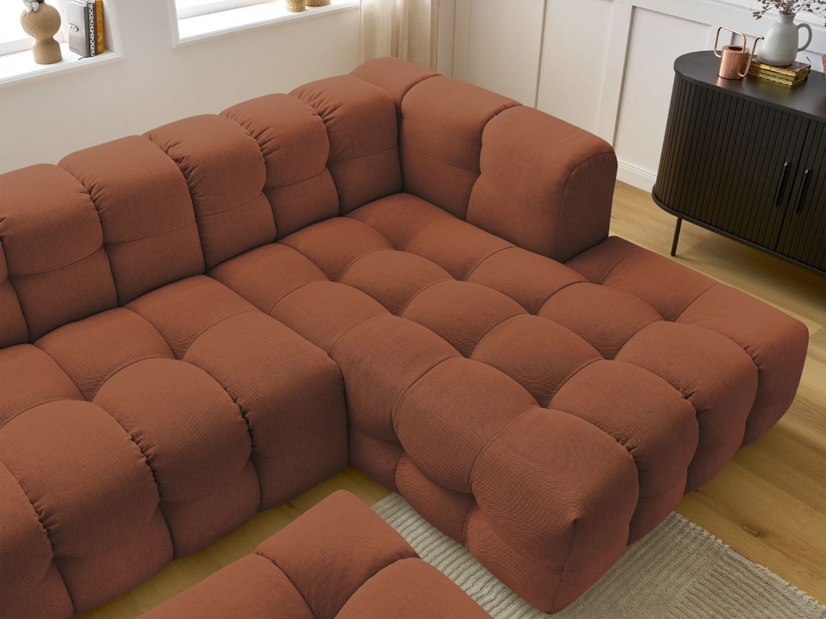 Bobochic Cloud Ecksofa mit Pouf 288 × 184 cm Stoff Orange Ecke rechts
