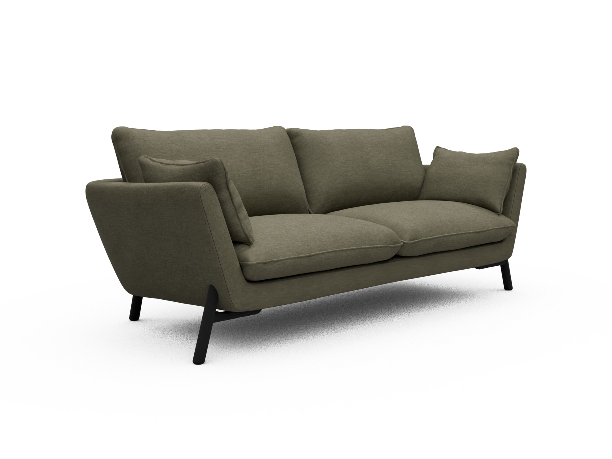 Skandi Home Sofa Emil 3-Sitzer Beinfarbe Eiche Schwarz Vivus-Dusty-Olive moebelfaktor