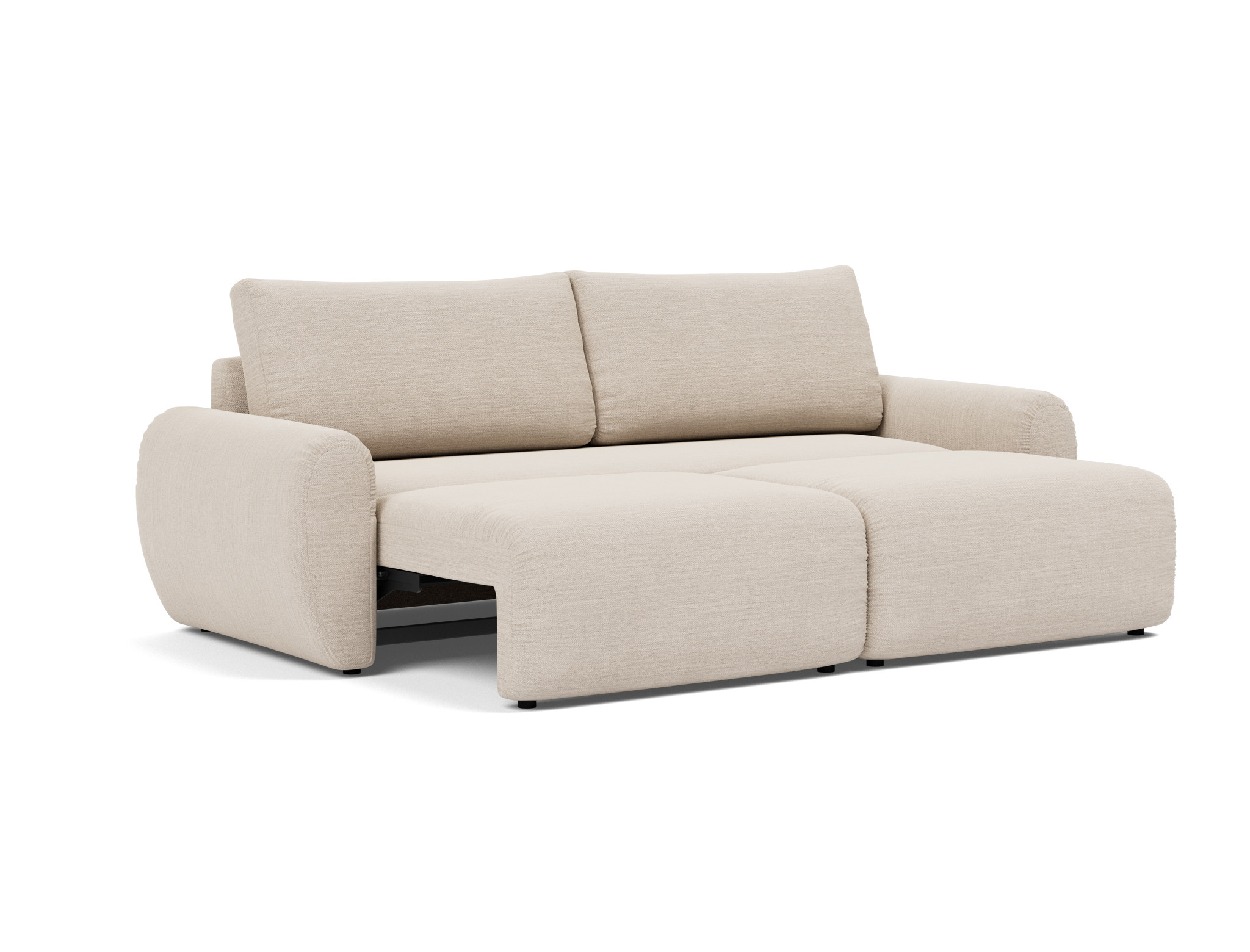 Schlafsofa Norum mit Curve-Armlehnen Webstoff Blida 612-Sand-Grey