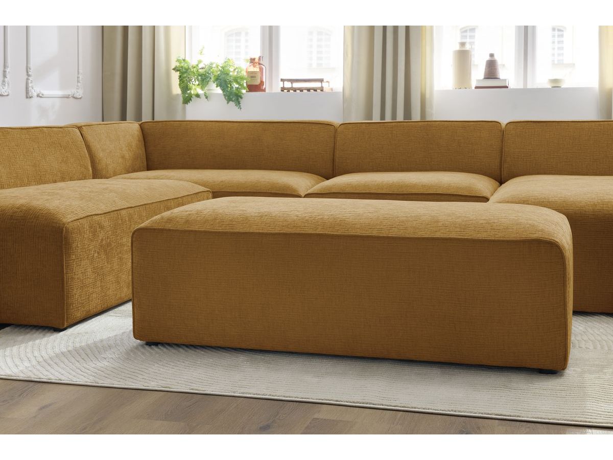 Bobochic Megeve Wohnlandschaft mit Pouf Strukturstoff Gelb Ecke rechts