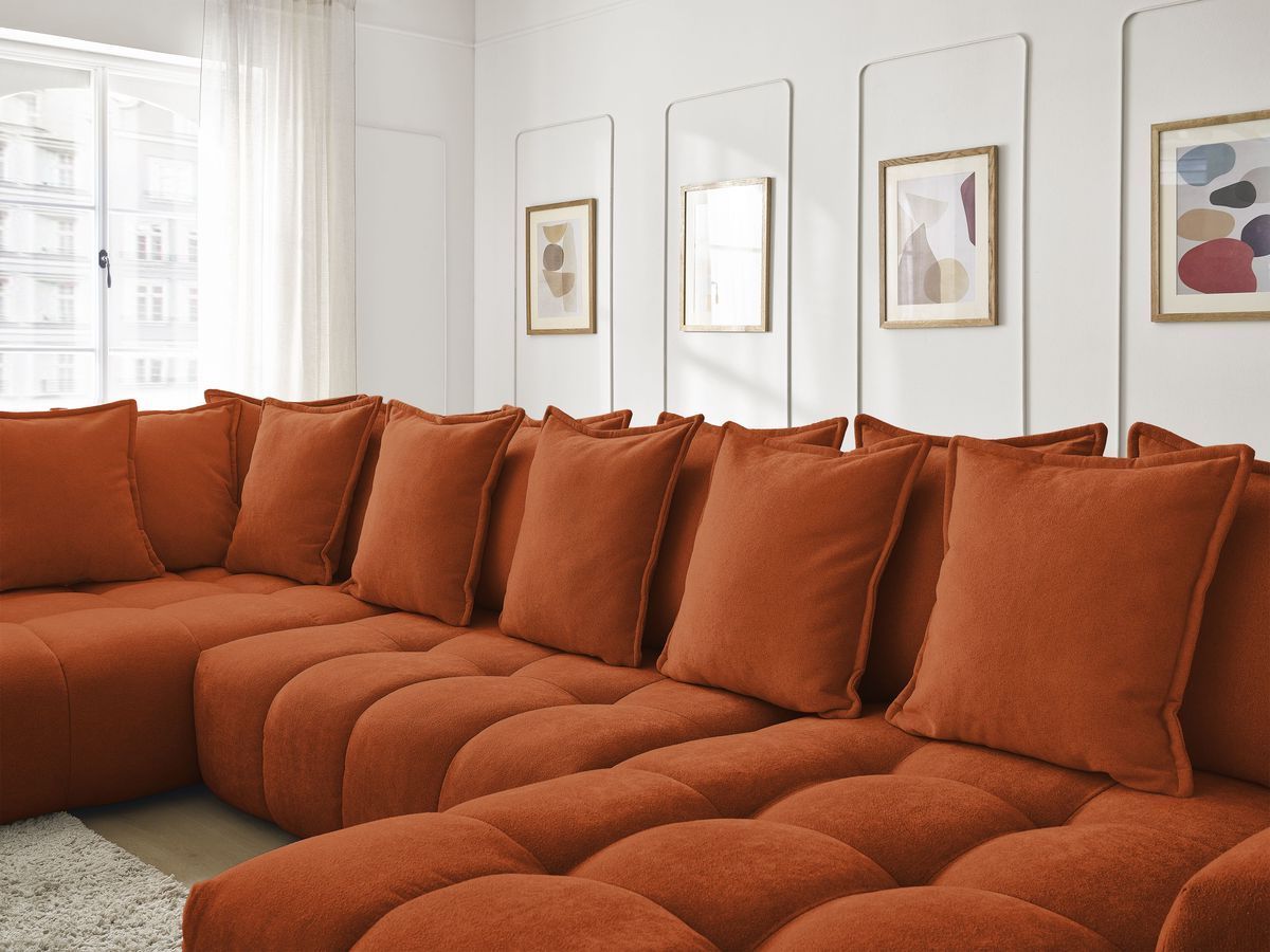 Bobochic Everest Wohnlandschaft, 14 Kissen Strukturstoff Orange Ecke rechts