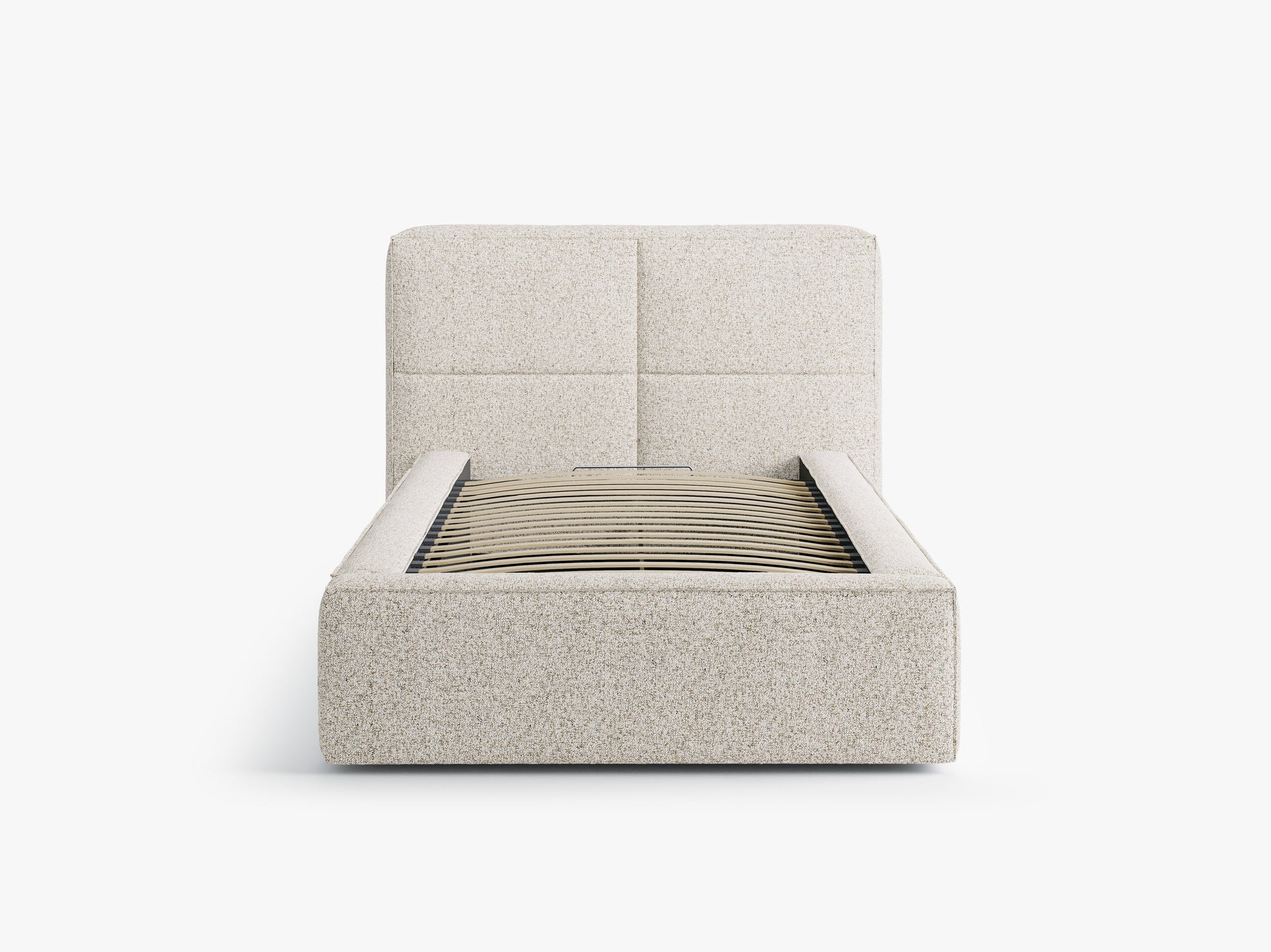 Micadoni Stauraumbett mit Kopfteil Darren Strukturierter Stoff Puente Beige Melange 90x200