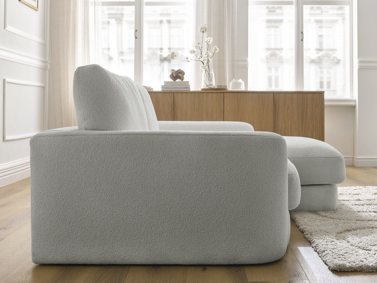 Bobochic Leonore Ecksofa Bouclé-Stoff Hellgrau Ecke rechts