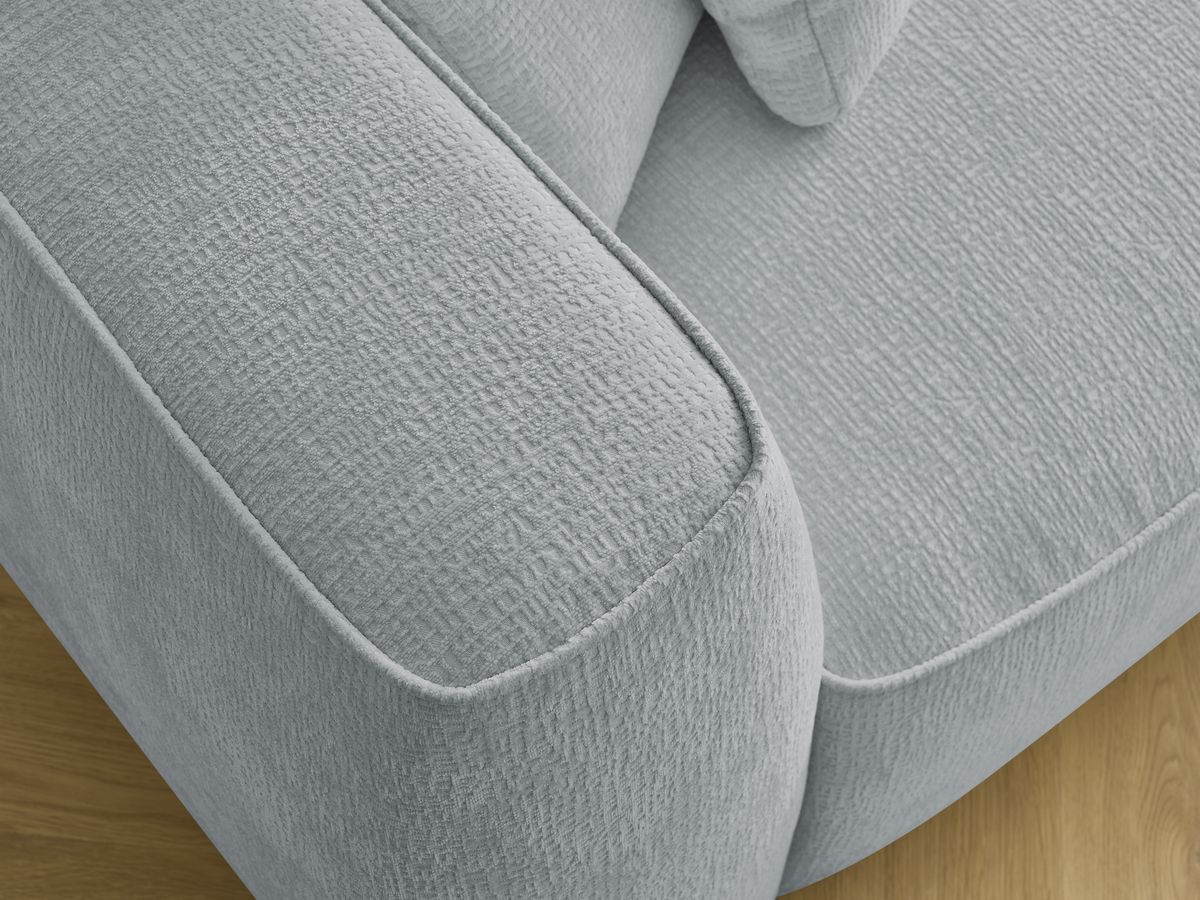 Bobochic Leopold Sofa 4-Sitzer mit Pouf Strukturstoff Hellgrau Armlehne links
