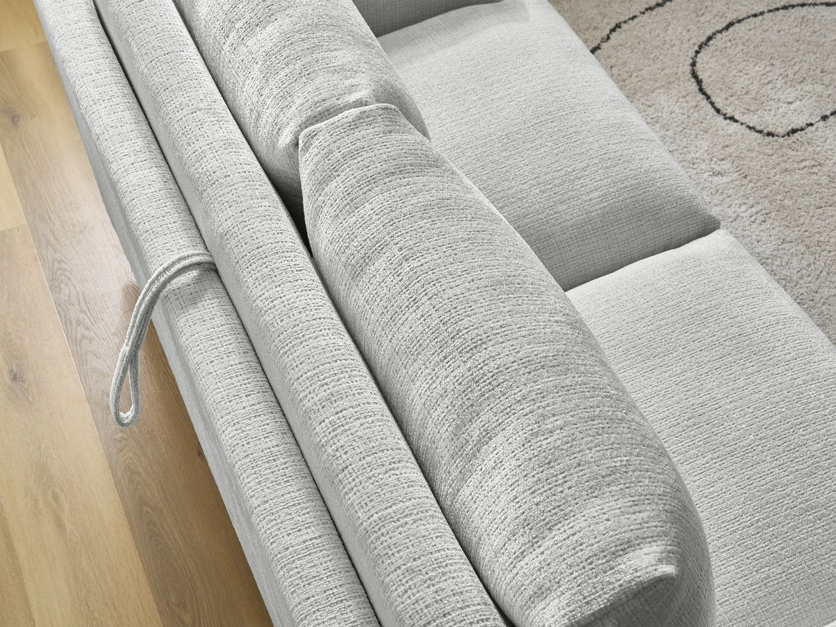 Bobochic Cocoone Schlafsofa 3-Sitzer Strukturstoff Hellgrau, Liegefläche 160 × 200 cm