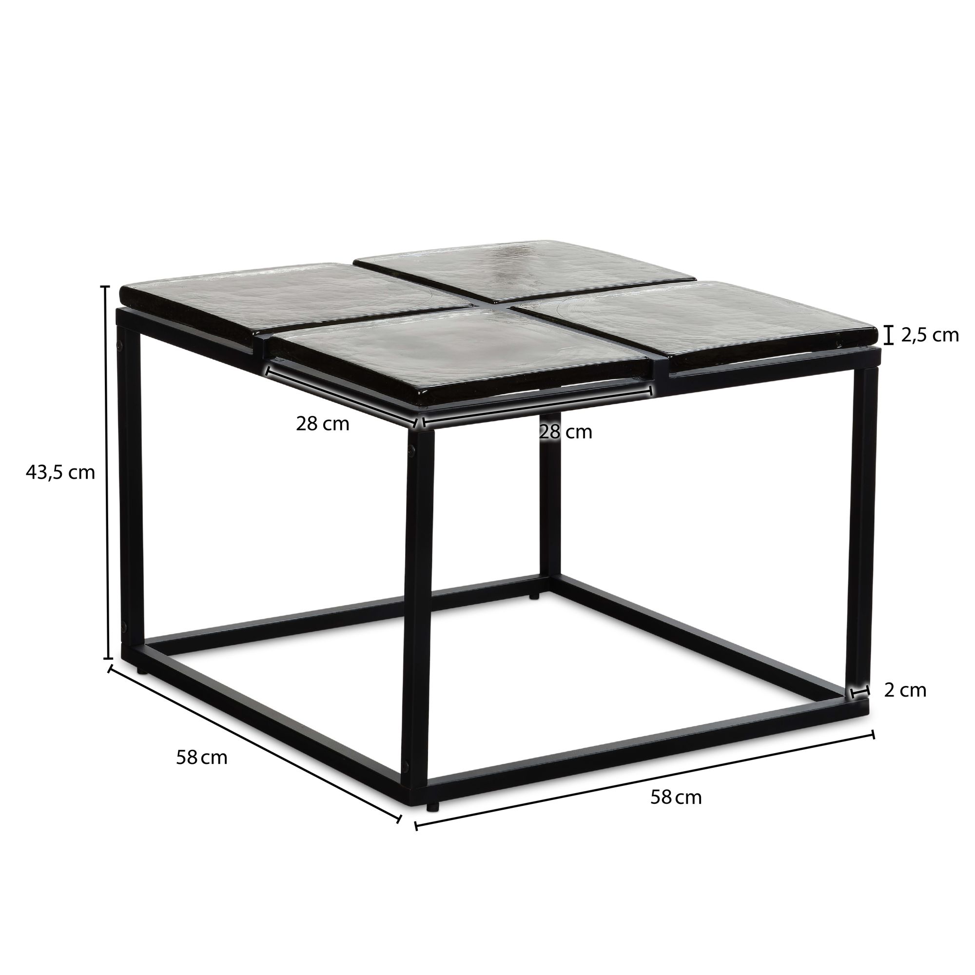 Couchtisch Holtalen Schwarz 58 × 58 × 43,5 cm