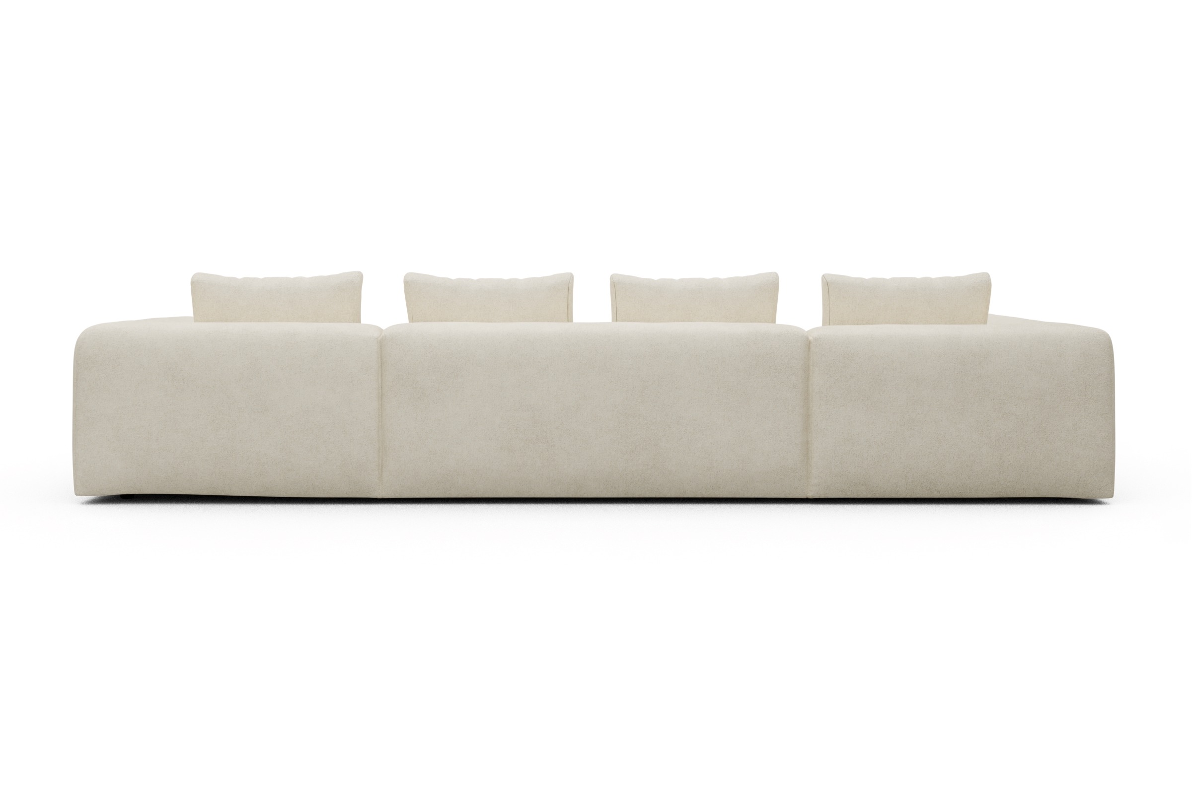 Wohnlandschaft Fred Relax-Ecke links mit 2-Sitzer und Chaiselongue rechts Boucle-Off-White