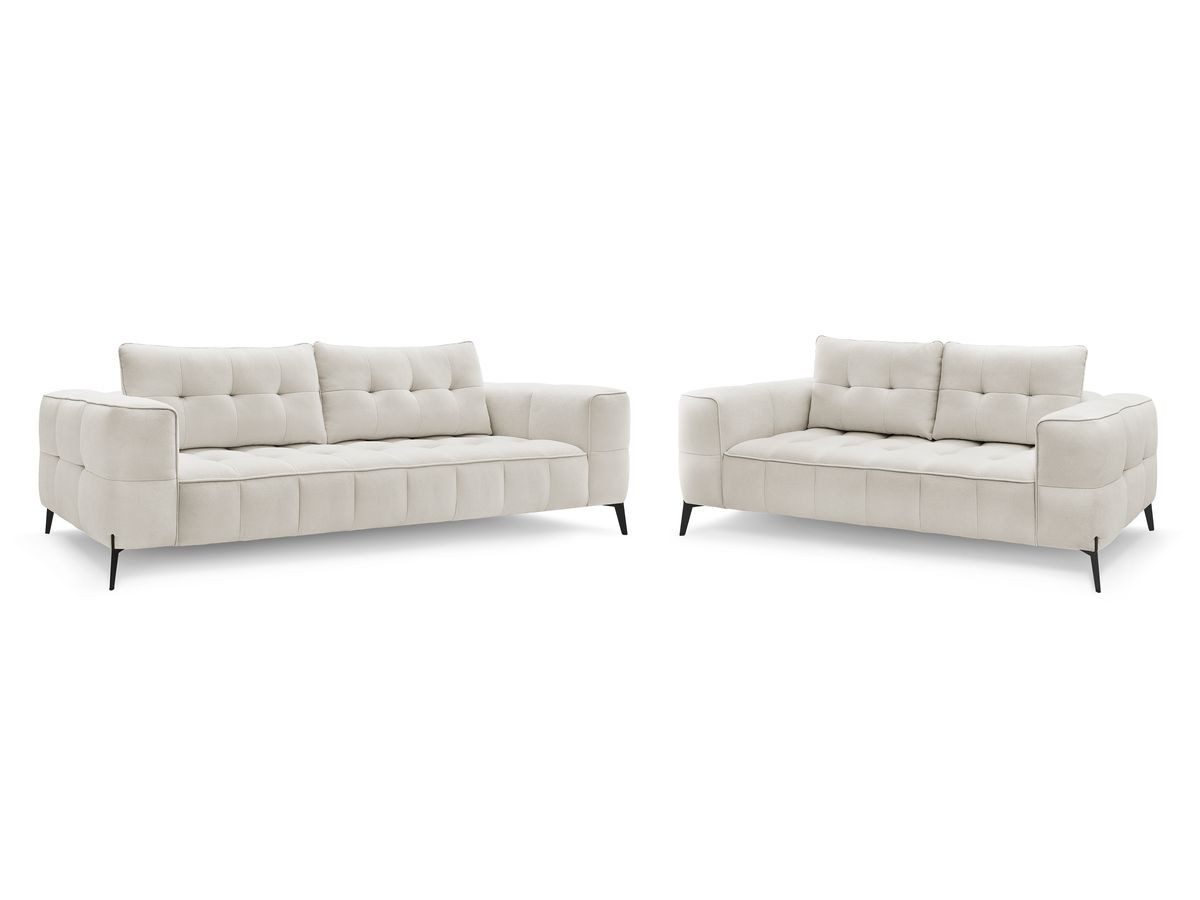 Bobochic Anis Sofa-Set 3- und 2-Sitzer Strukturstoff Beige