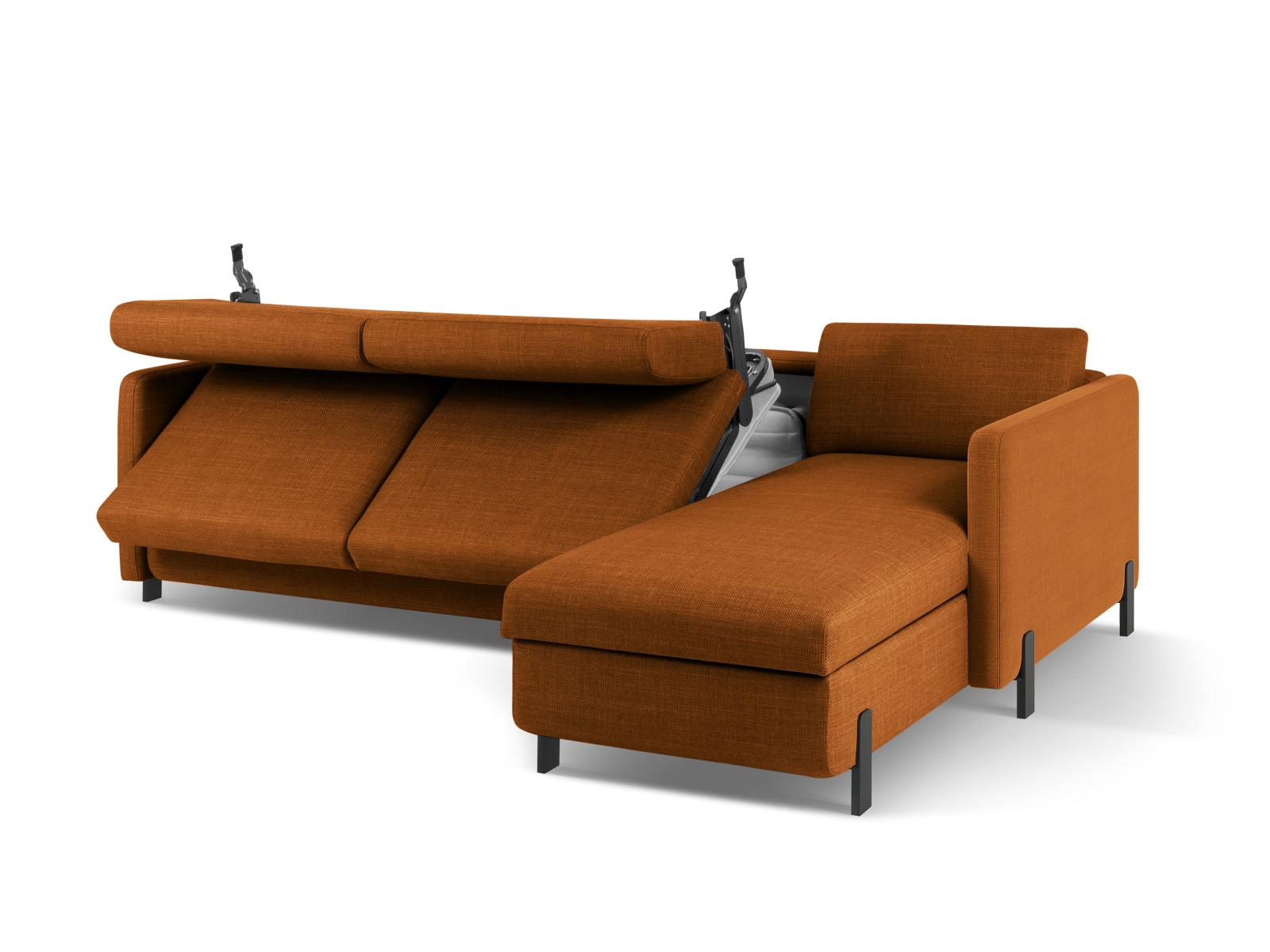 Micadoni Schlaf-Ecksofa Gloria 4-Sitzer Rechts Strukturierter Stoff Ziegel 205x140