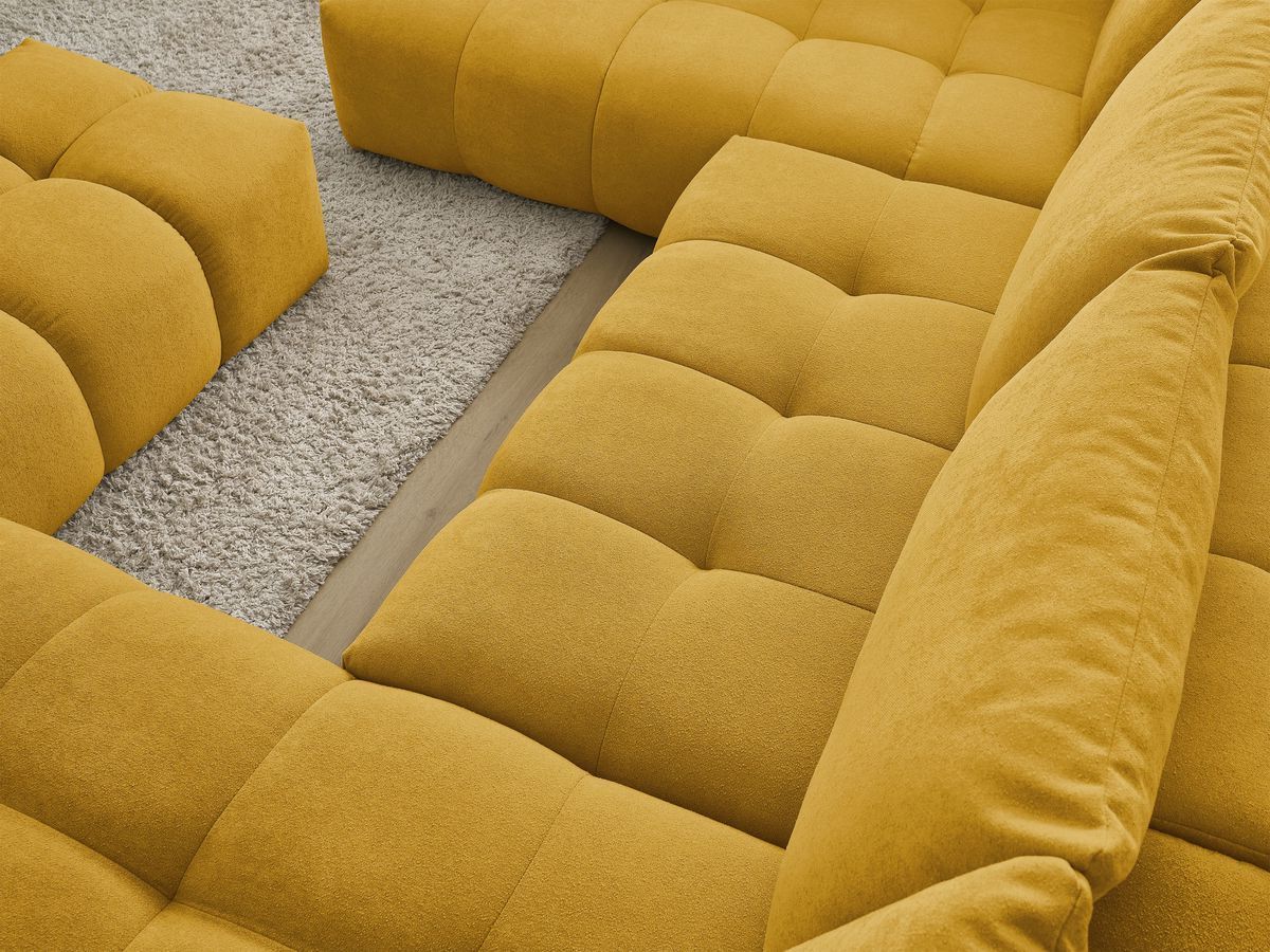Bobochic Everest Wohnlandschaft mit Pouf, 6 Kissen Strukturstoff Gelb Ecke rechts