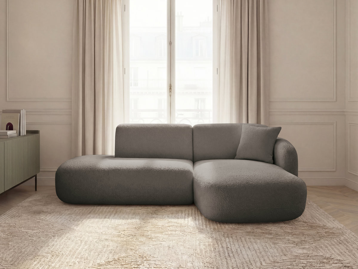 Bobochic Anda Ecksofa 241 × 163 cm Chenille Taupe Ecke rechts