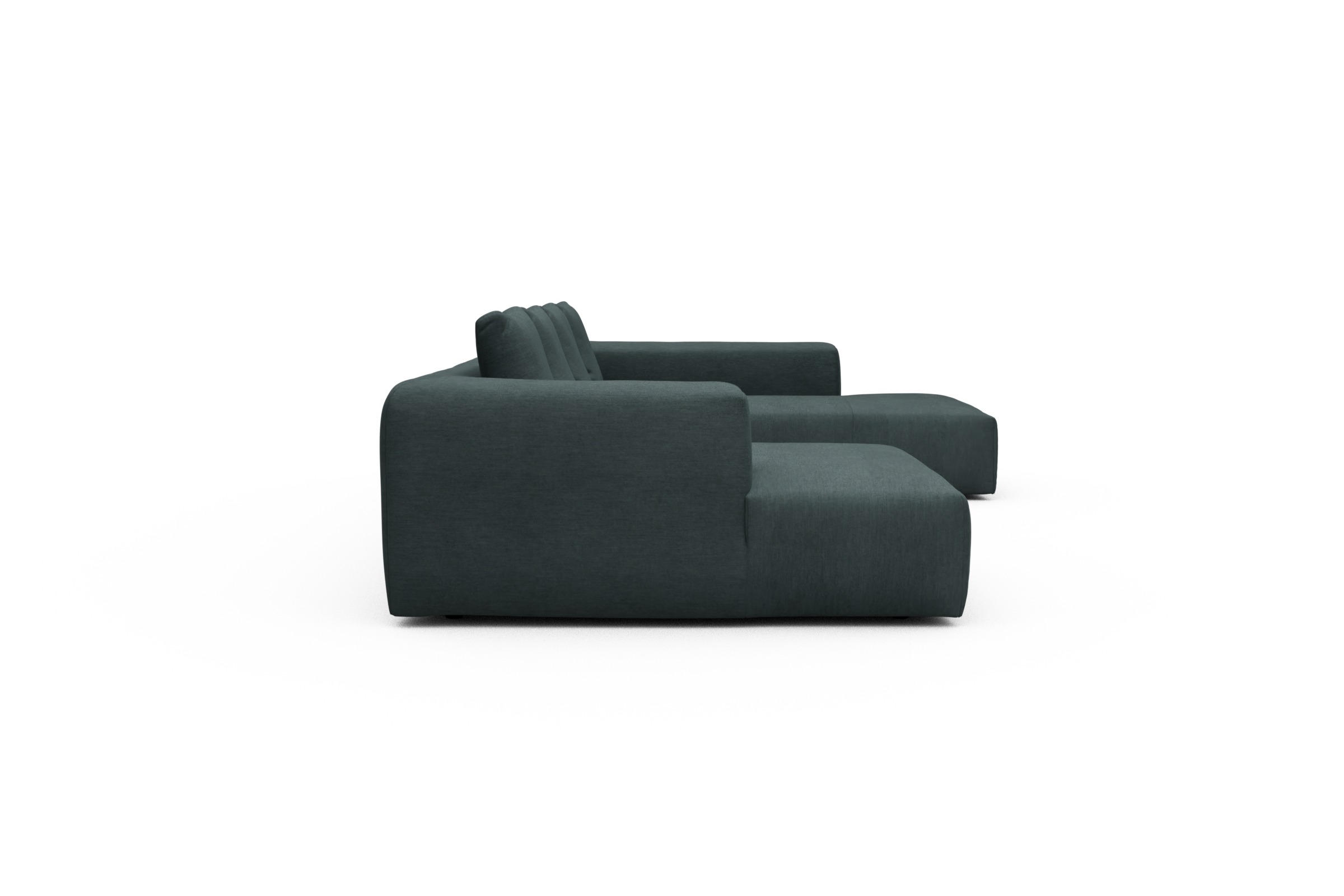Wohnlandschaft Fred Relax-Ecke rechts mit 2-Sitzer und Chaiselongue links Vivus-Blue
