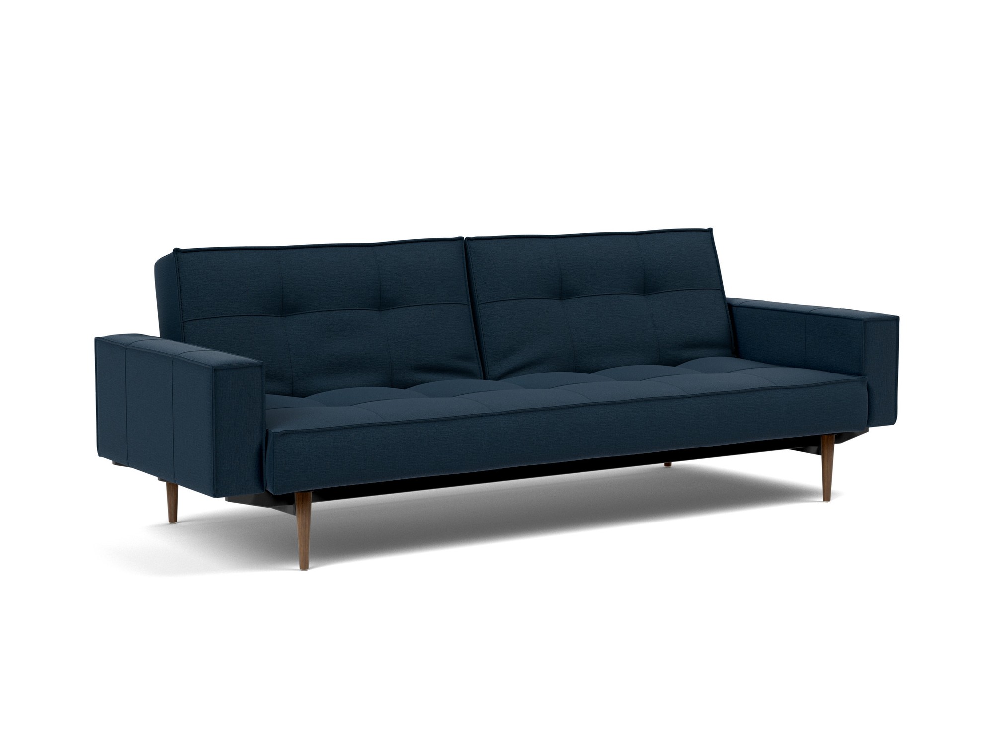 Schlafsofa Splitback mit Armlehnen Flachgewebe Mixed Dance 528-Blue Beine Styletto Eiche dunkel