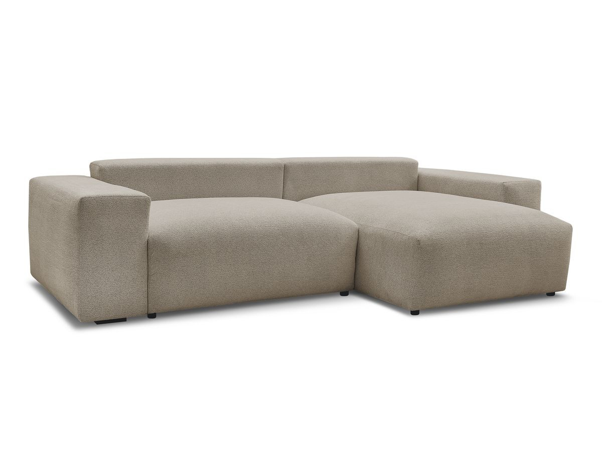Bobochic Voltaire Ecksofa mit Schlaffunktion und Bettkasten Melange-Stoff Taupe