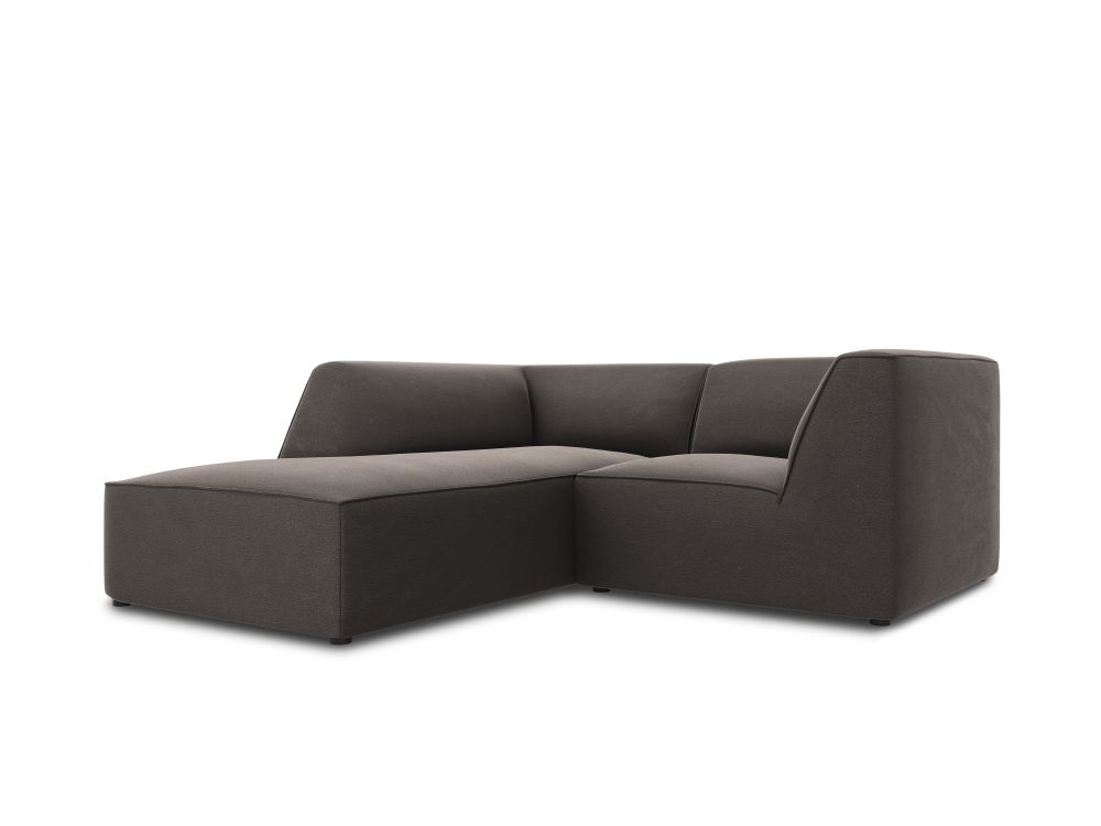 Cosmopolitan Design Ecksofa Siena 3-Sitzer Samt Salvador Dunkelgrau Links