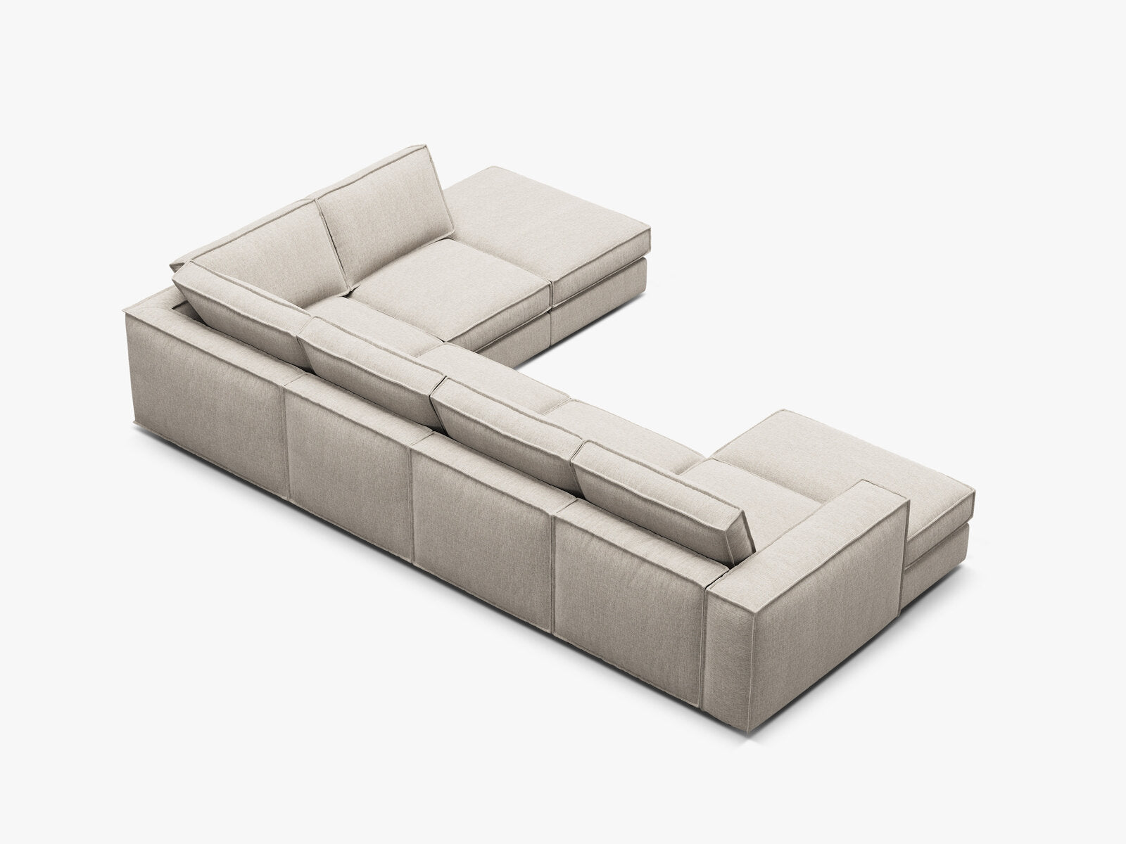 Micadoni modulares Panorama Ecksofa Pola 5-Sitzer Rechts Strukturierter Stoff Babel Sand