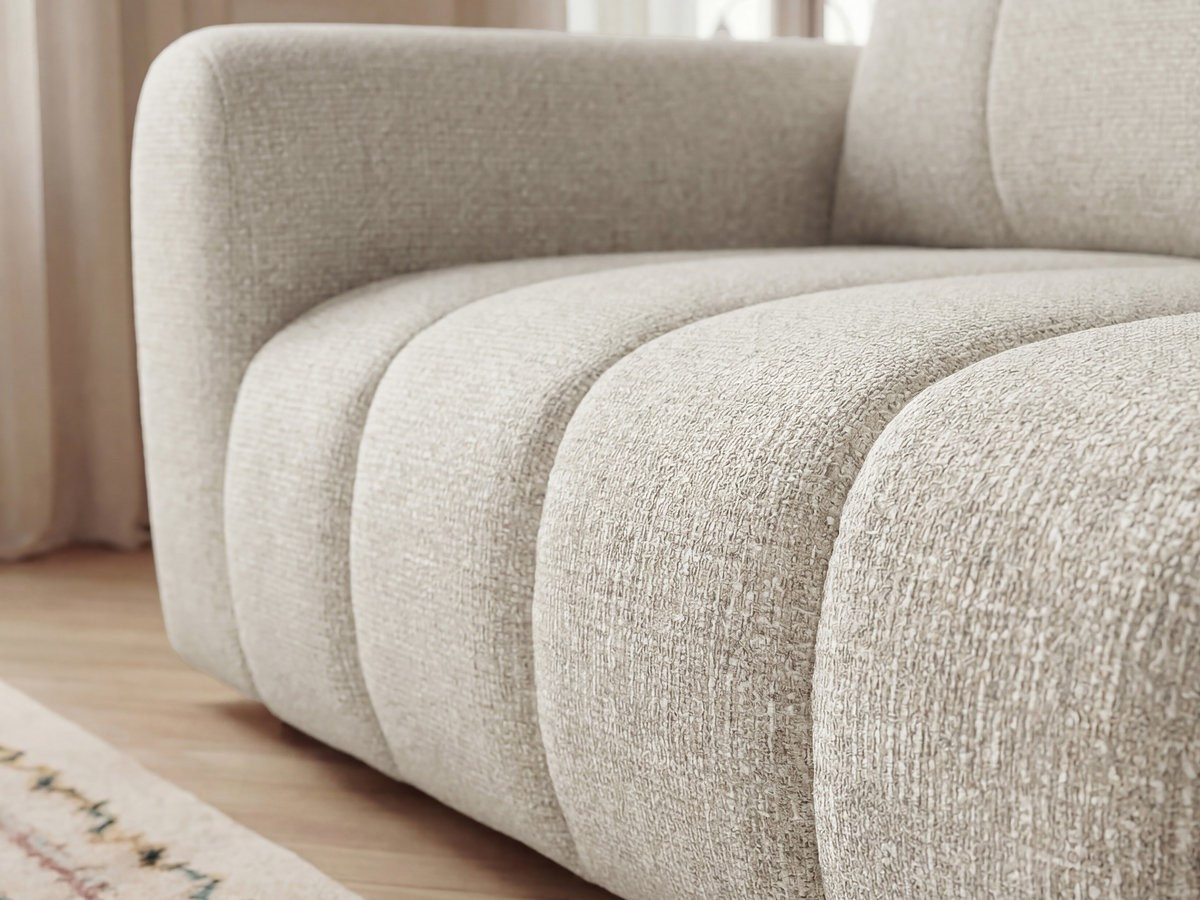 Bobochic Nesty Ecksofa 272 cm mit Pouf Melange-Stoff Beige Ecke rechts