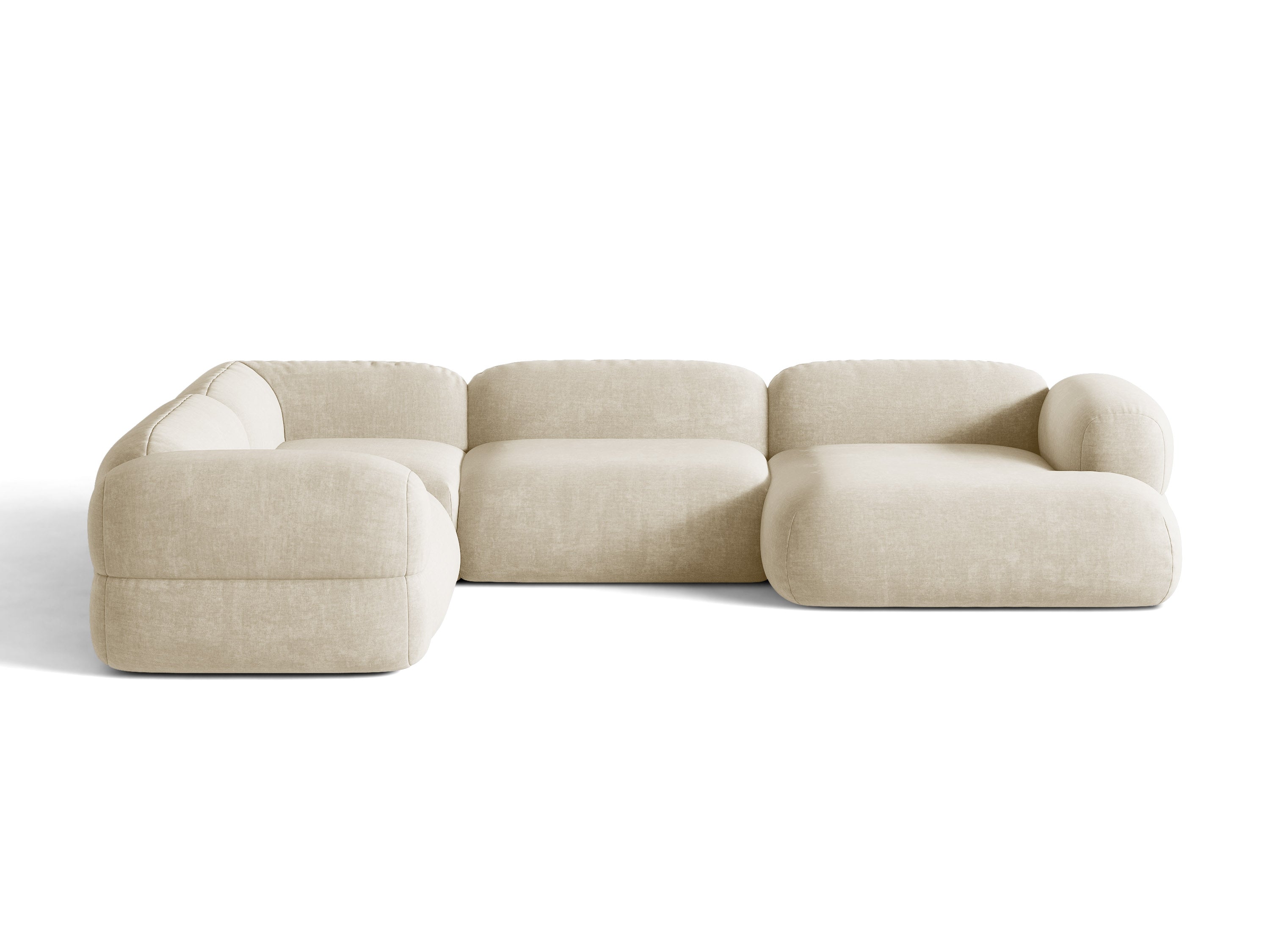 Micadoni Panorama-Ecksofa Luno 5-Sitzer Samt Vogue Helles Beige Links