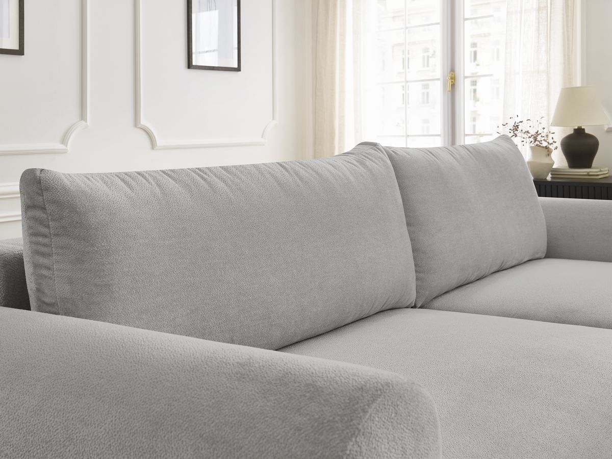Bobochic Lucien Ecksofa mit Schlaffunktion und Bettkasten 314 × 167 cm Stoff Hellgrau Ecke rechts