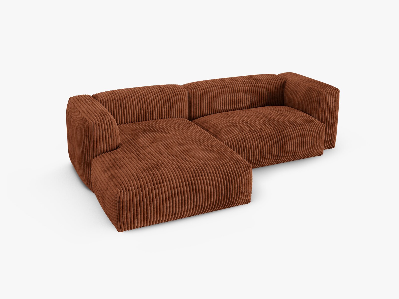 Micadoni Ecksofa Martina 2-Sitzer 90cm Sitztiefe Links Kord Tilia Ziegel