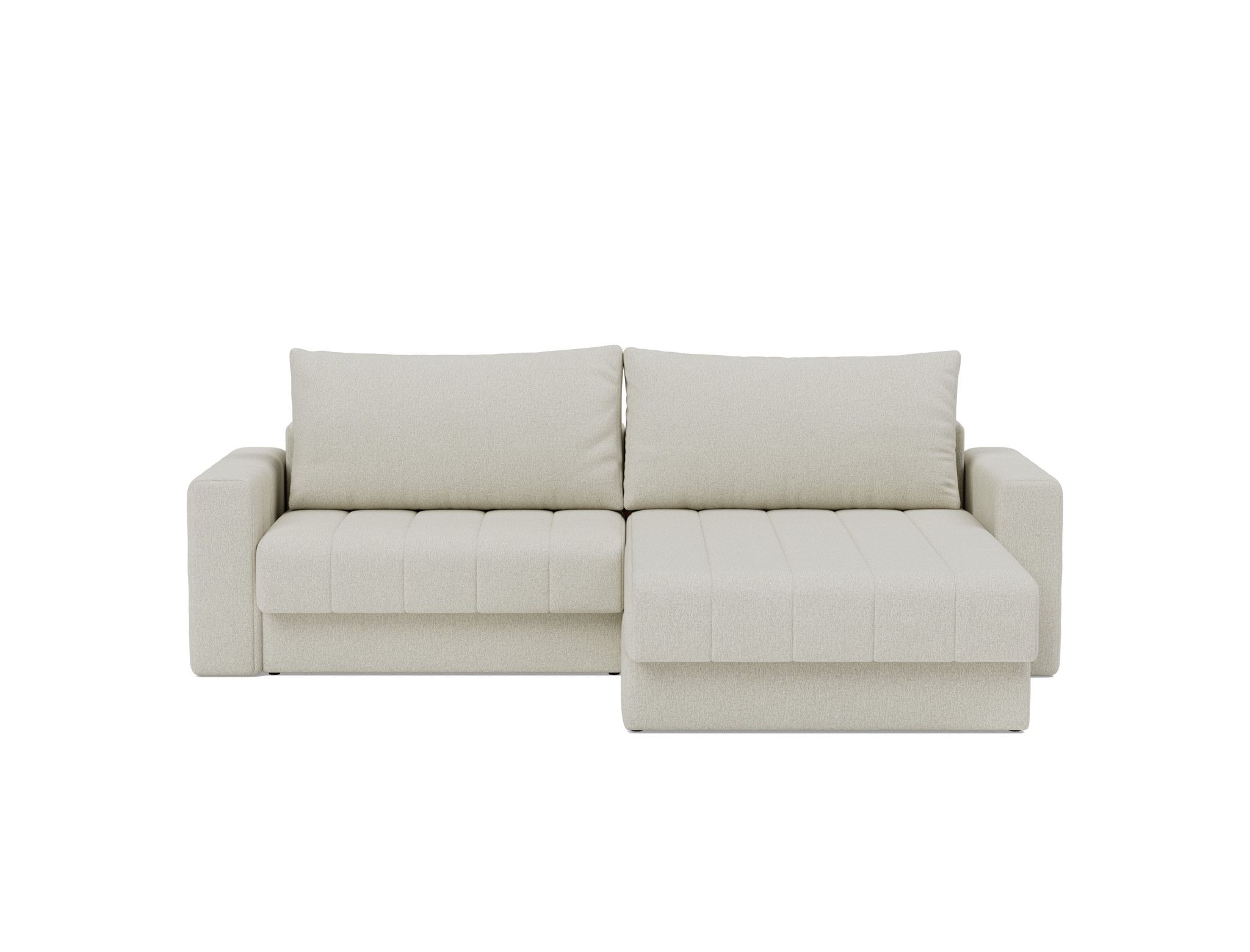 Schlafsofa Akello mit Chaiselongue und Armlehnen Flachgewebe Mixed Dance 527-Natural