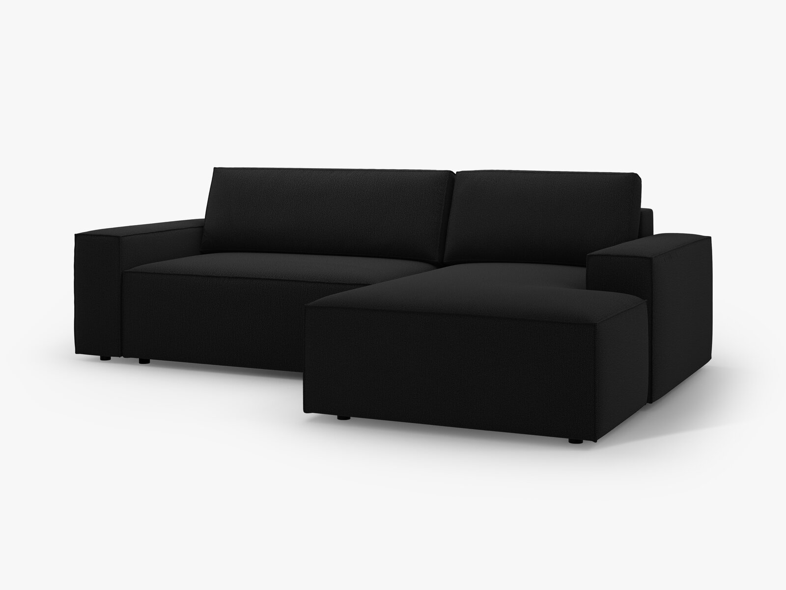 Micadoni Schlaf-Ecksofa Jodie 3-Sitzer Rechts Strukturierter Stoff Schwarz