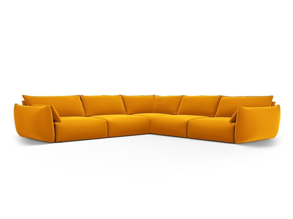 Cosmopolitan Design Symmetrisches Ecksofa Matera 7-Sitzer Samt Salvador Gelb