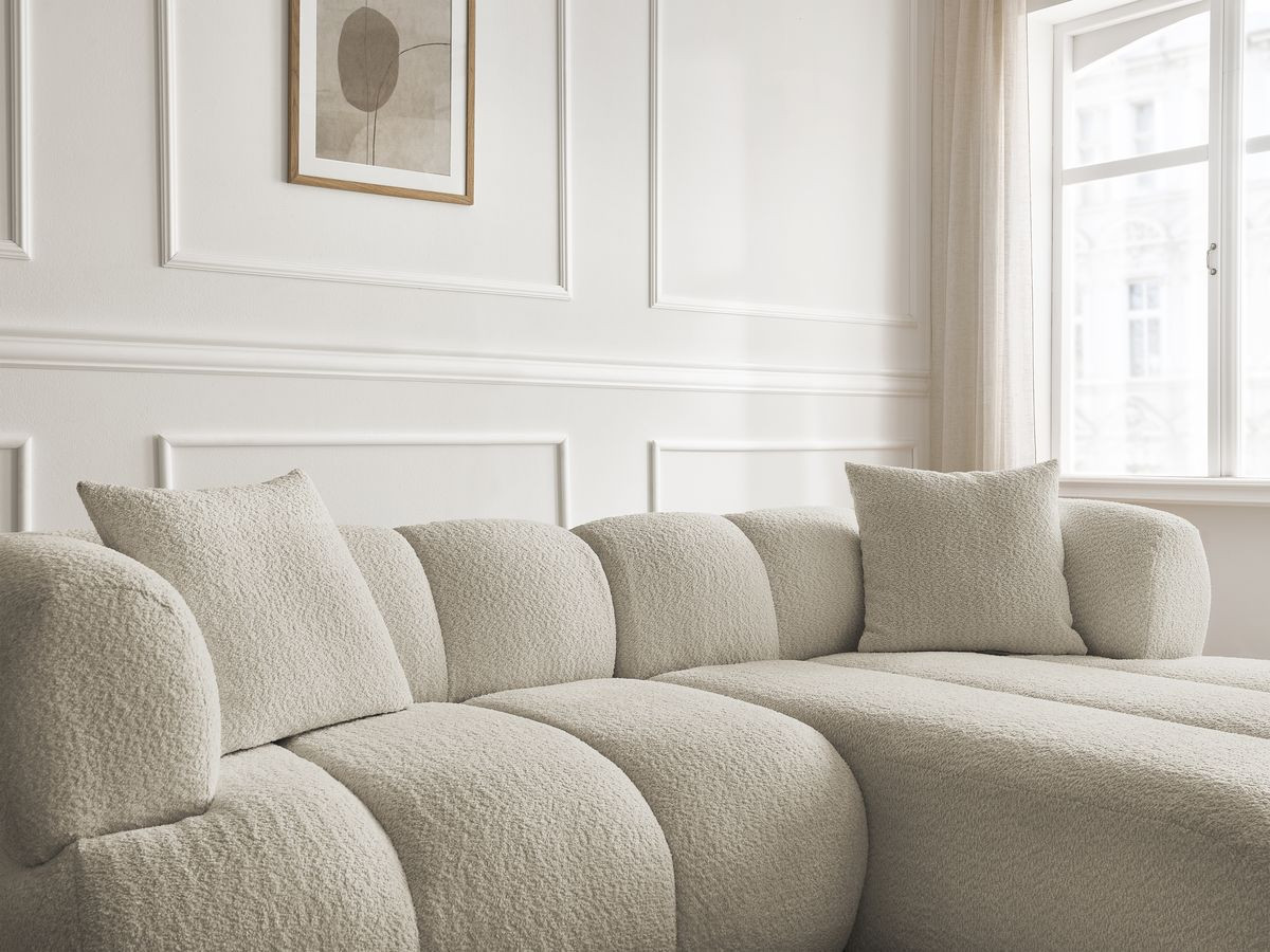 Bobochic Pamira Ecksofa Bouclé-Stoff Beige Ecke rechts