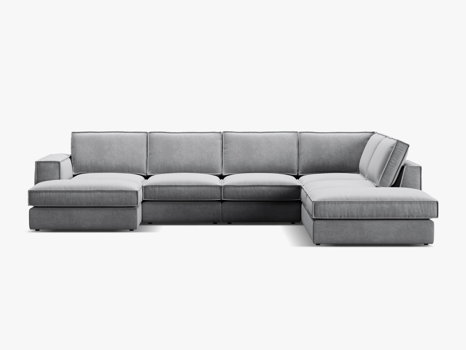 Micadoni modulares Panorama Ecksofa Pola 5-Sitzer Rechts Samt Salvador Grau