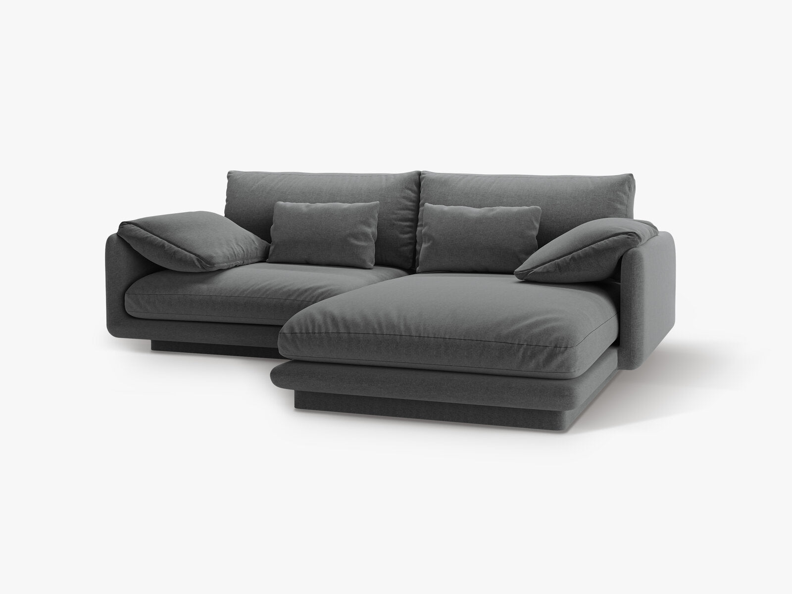 Micadoni Ecksofa Torino 3-Sitzer Rechts Strukturierter Stoff Dunkelgrau