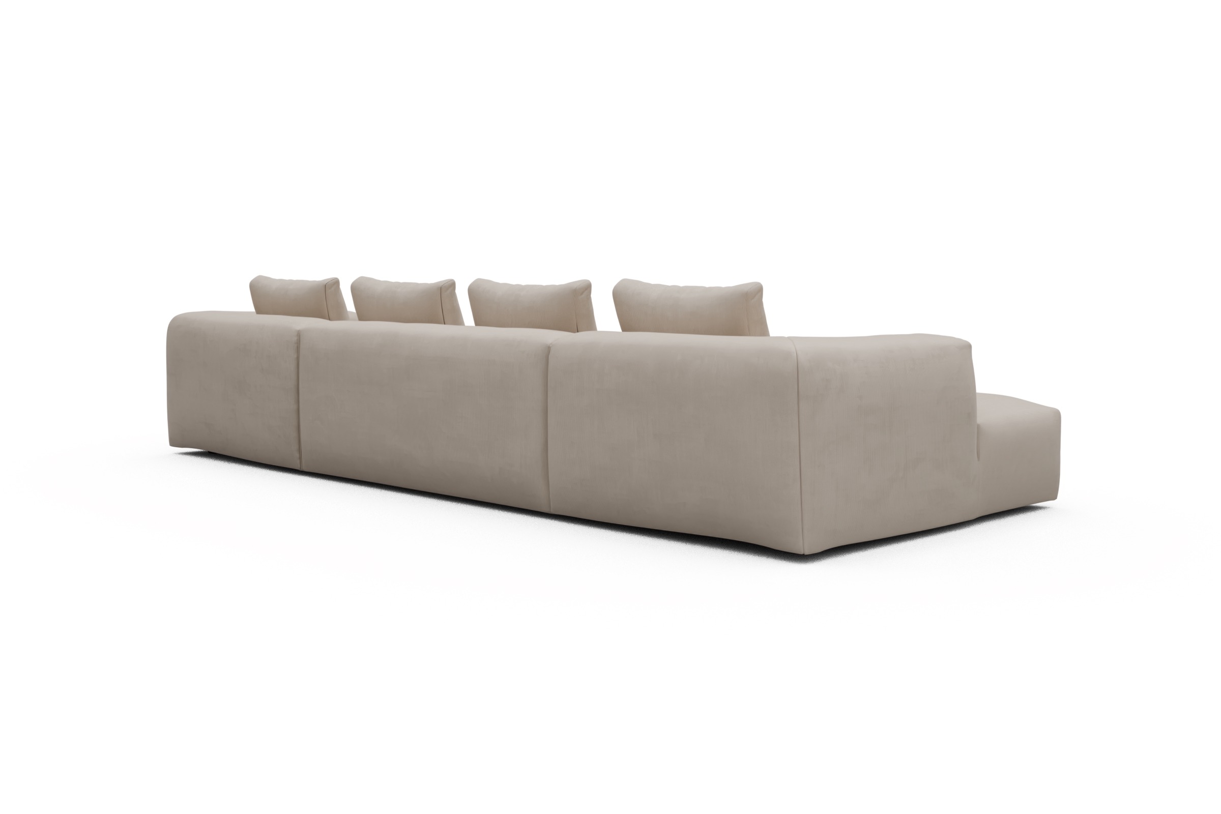 Wohnlandschaft Fred mit 2-Sitzer und Chaiselongue beidseitig Cordufine-Off-White