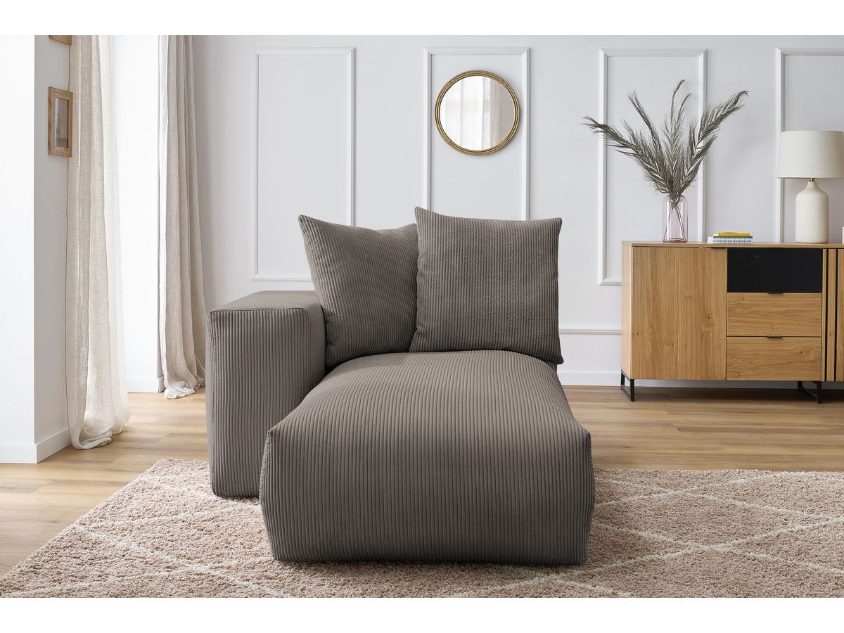 Bobochic Voltaire Méridienne-Modul Cordsamt Taupe Ecke links