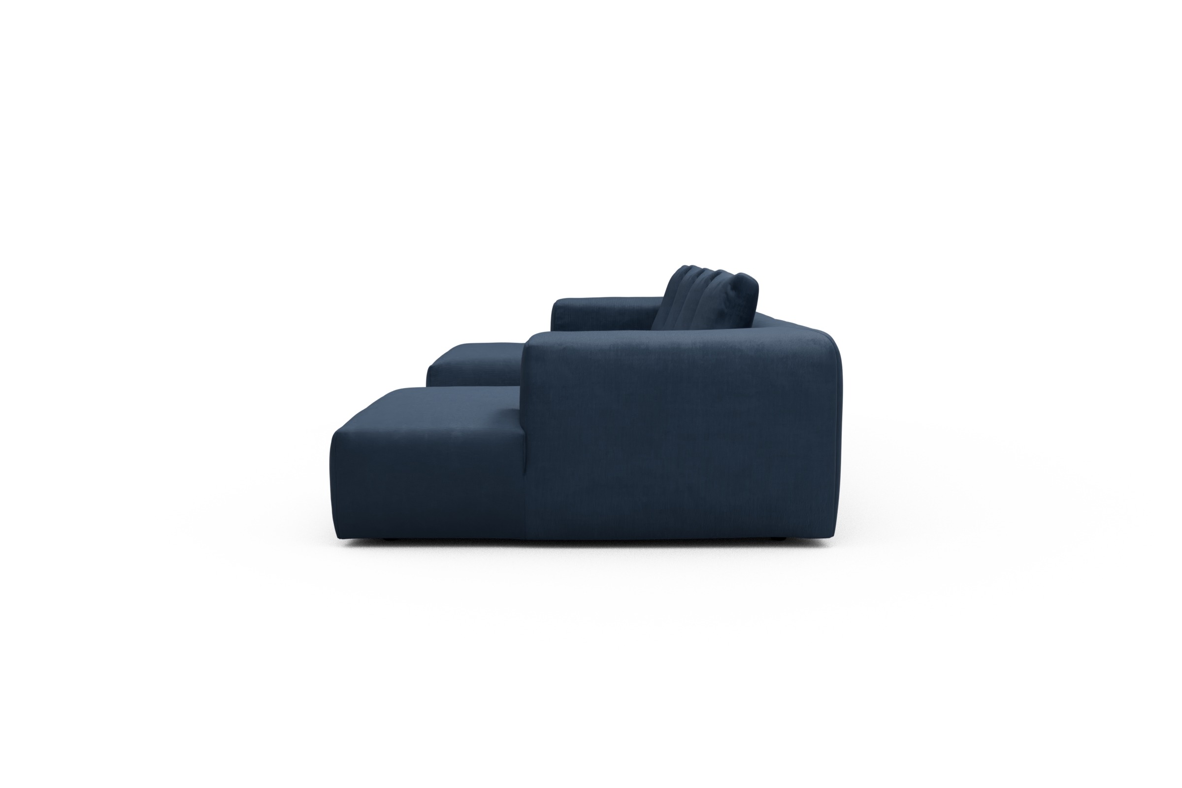 Wohnlandschaft Fred mit 2-Sitzer und Chaiselongue beidseitig Cordufine-Royal-Blue